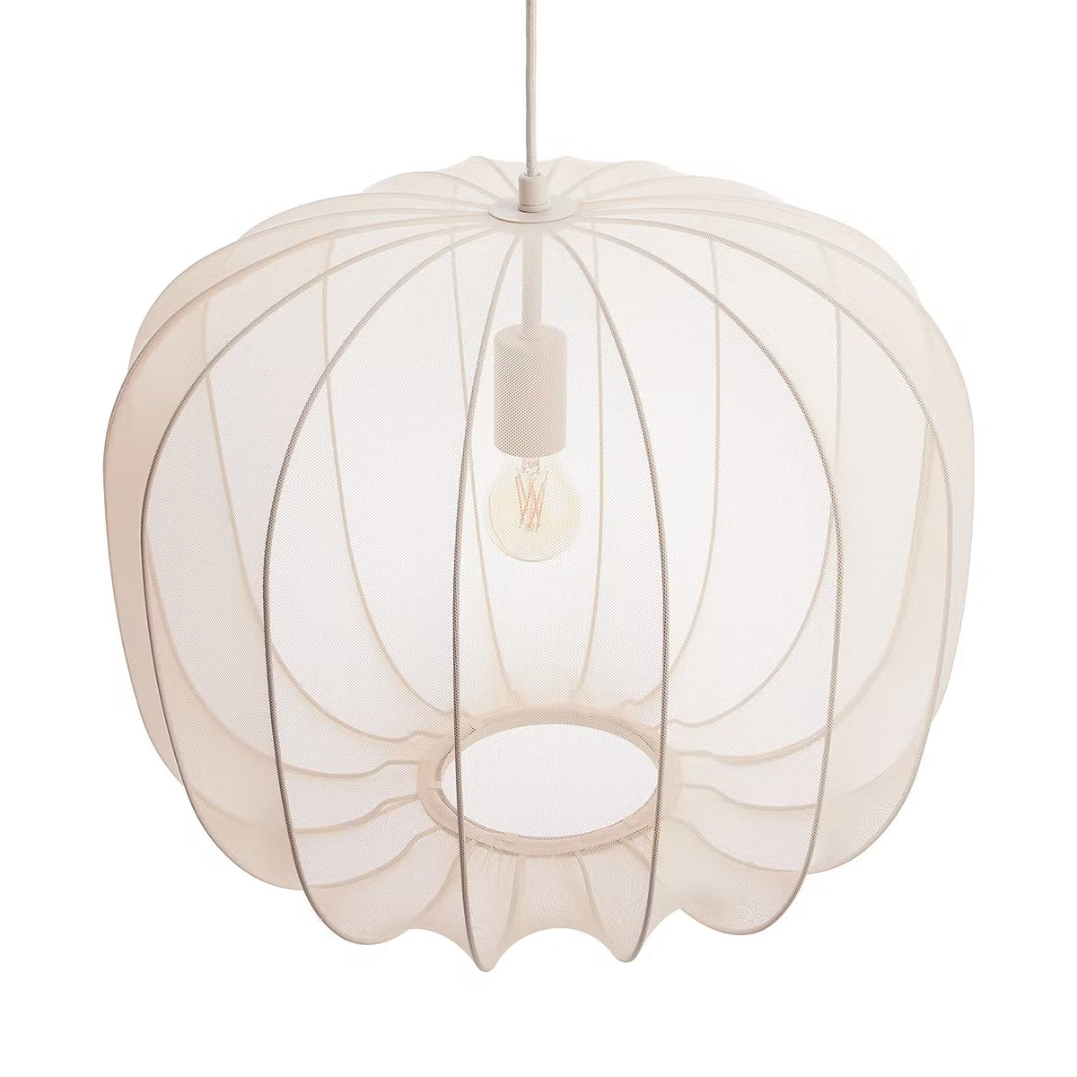 AMAL Hängeleuchte - Eisen / Polyester - 1-flammig - Beige - Durchmesser: 50 cm