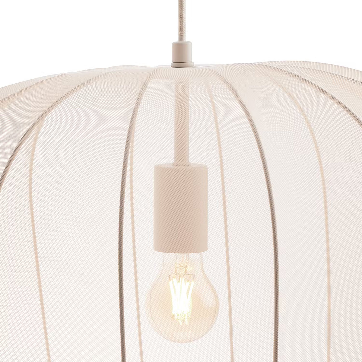 AMAL Hängeleuchte - Eisen / Polyester - 1-flammig - Beige - Durchmesser: 50 cm