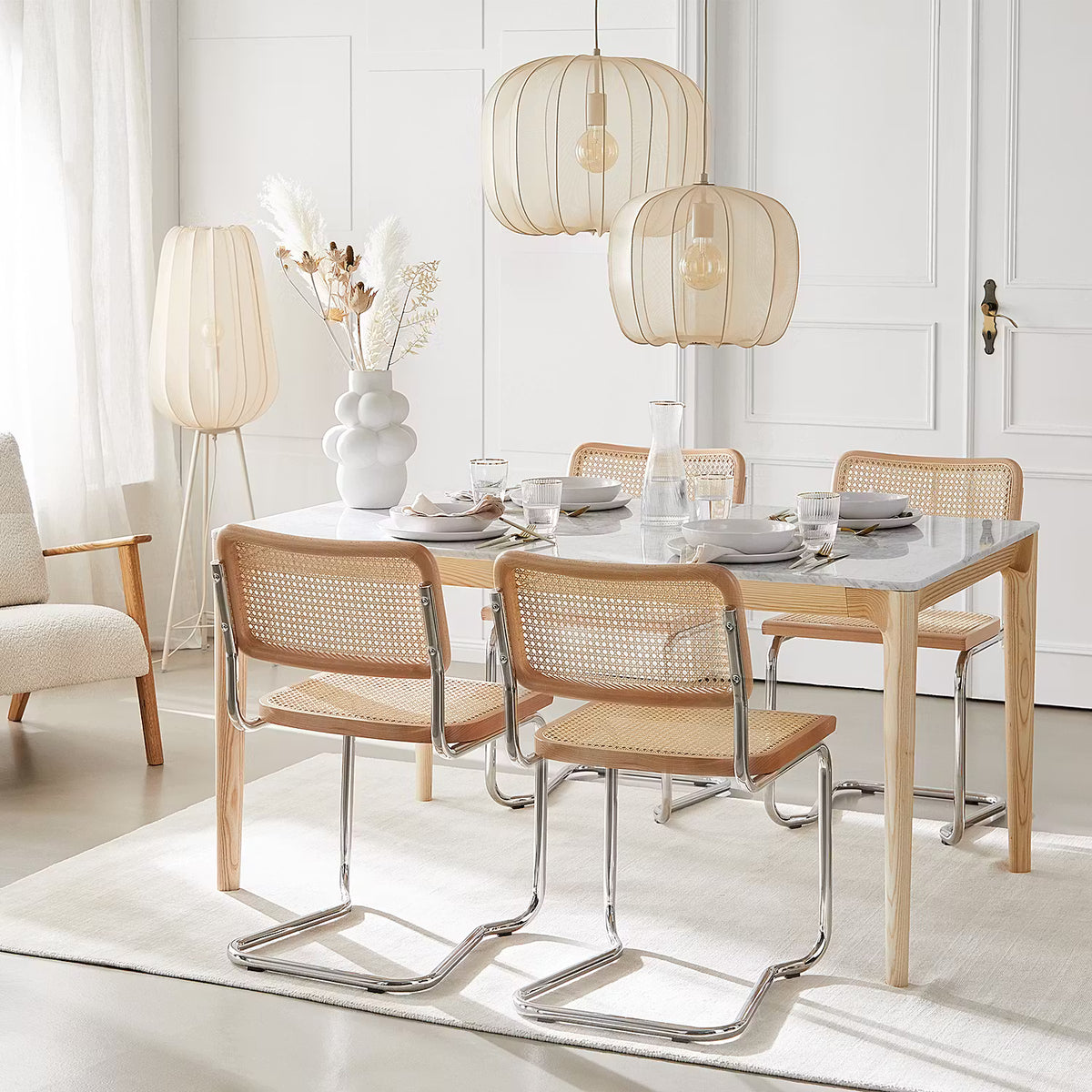 AMAL Hängeleuchte - Eisen / Polyester - 1-flammig - Beige - Durchmesser: 50 cm