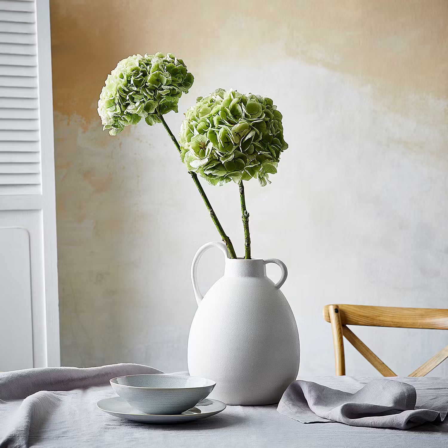LENA Vase mit Henkel - Terracotta - Creme