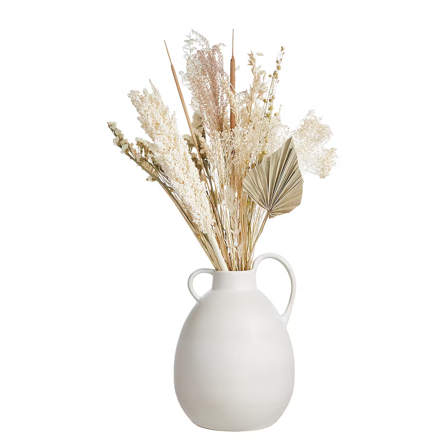 LENA Vase mit Henkel - Terracotta - Creme