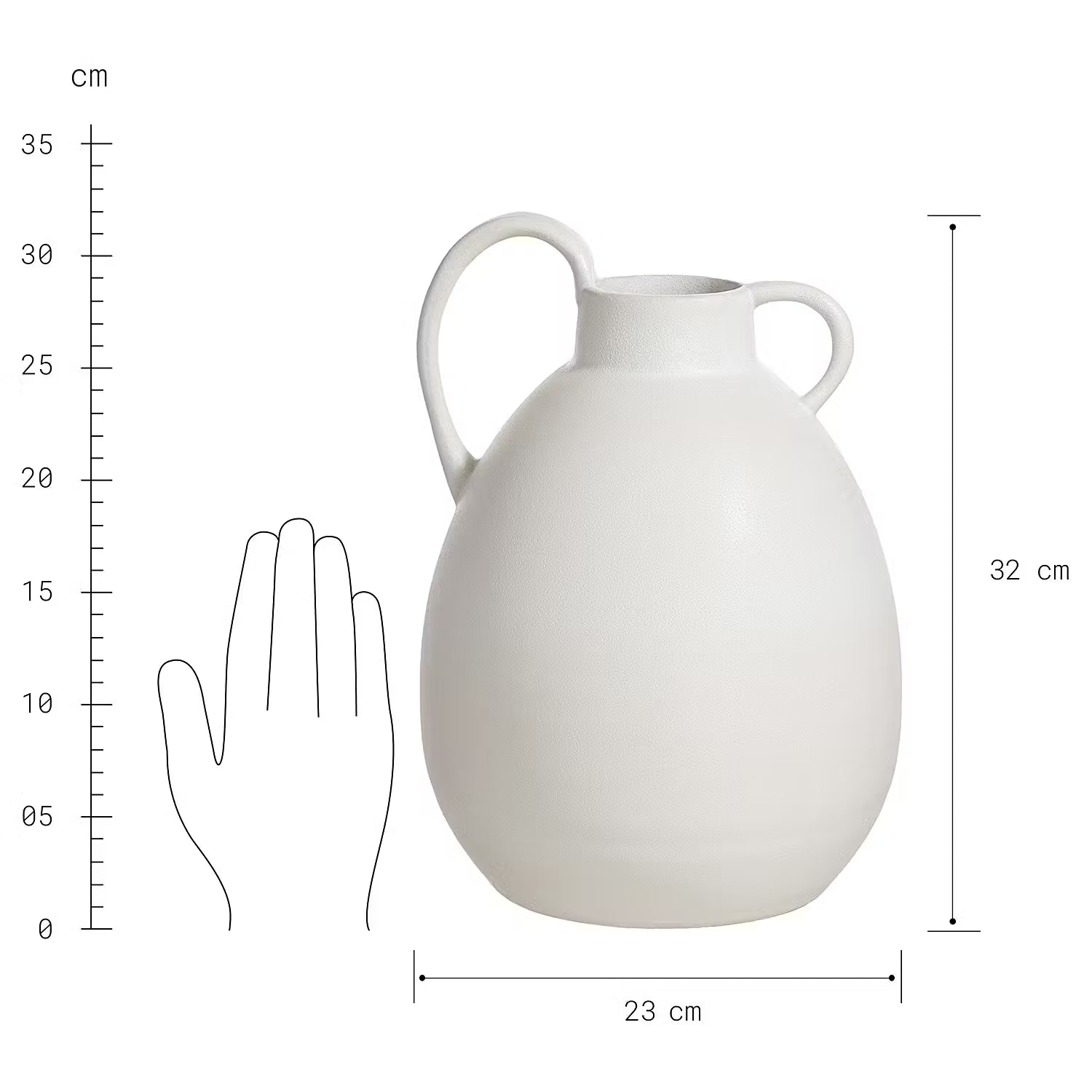 LENA Vase mit Henkel - Terracotta - Creme