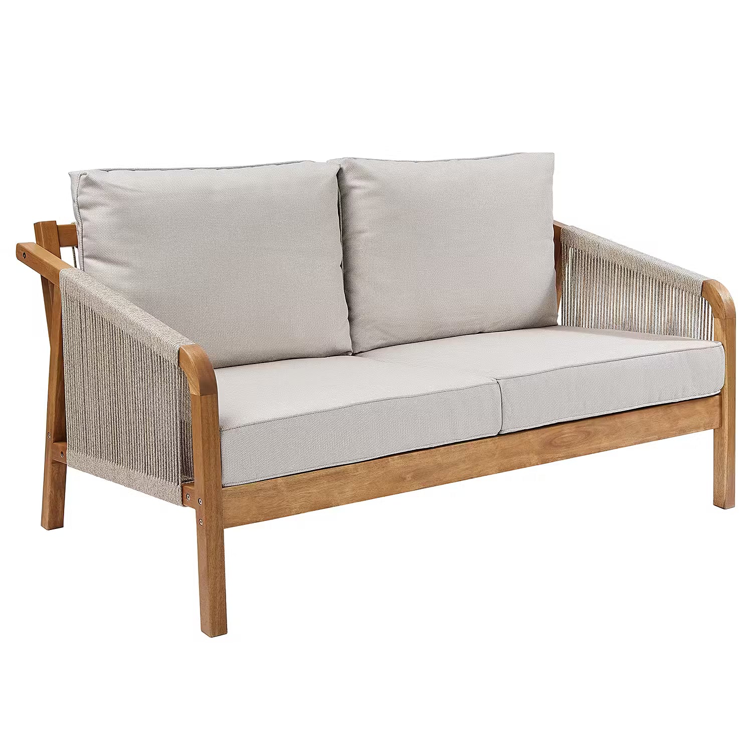 ROPE ISLAND Outdoor-Sofa - Akazienholz / Polypropylen / Polyester - Taupe