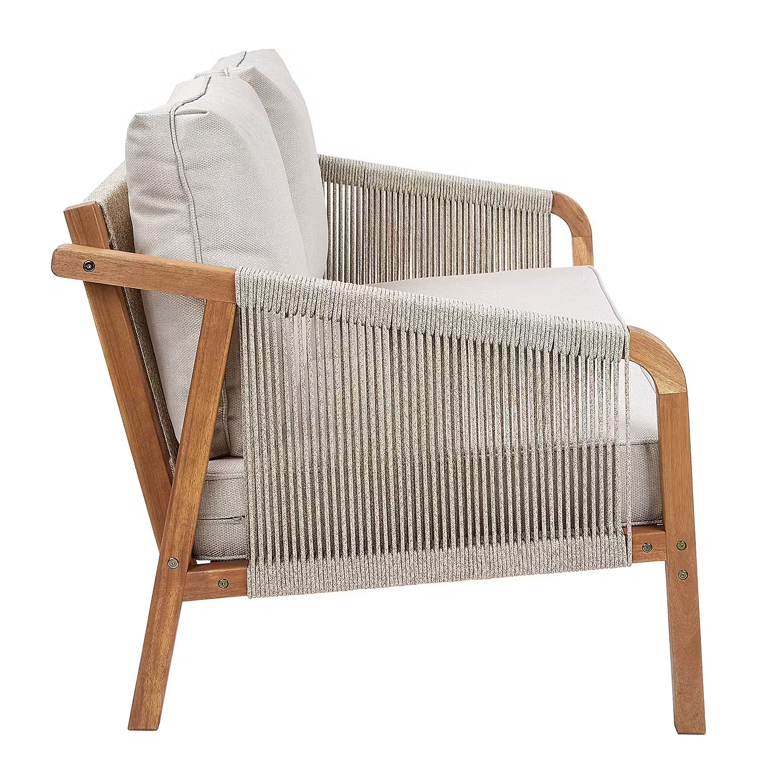 ROPE ISLAND Outdoor-Sofa - Akazienholz / Polypropylen / Polyester - Taupe