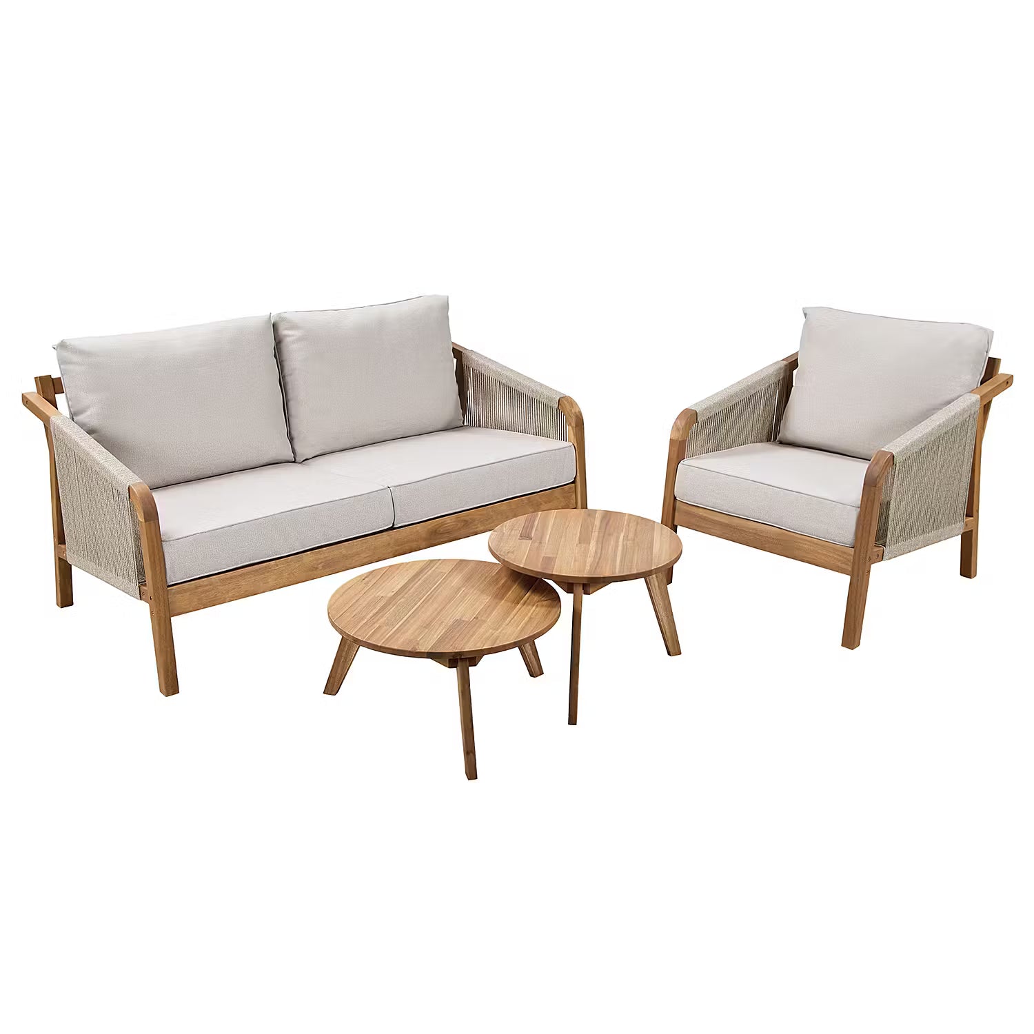 ROPE ISLAND Outdoor-Sofa - Akazienholz / Polypropylen / Polyester - Taupe
