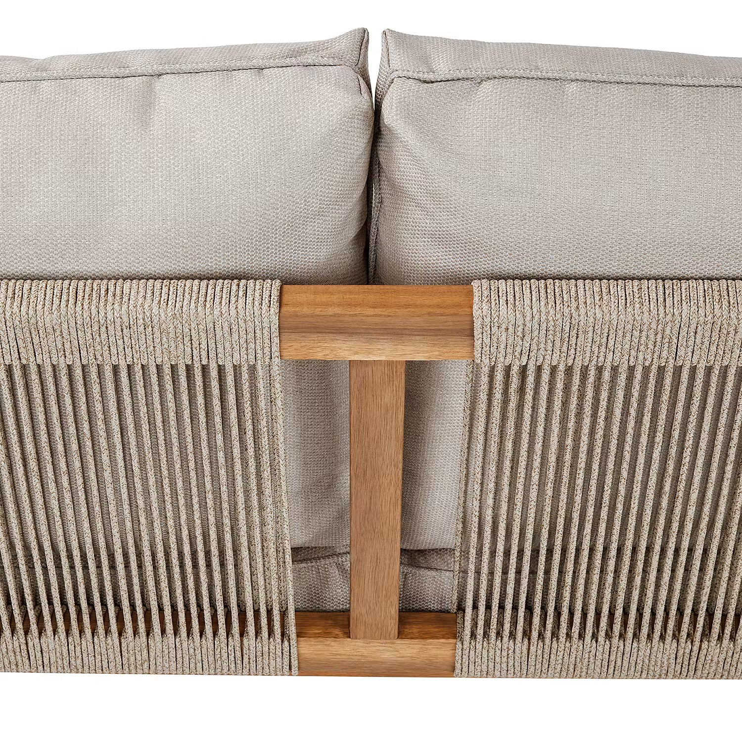 ROPE ISLAND Outdoor-Sofa - Akazienholz / Polypropylen / Polyester - Taupe