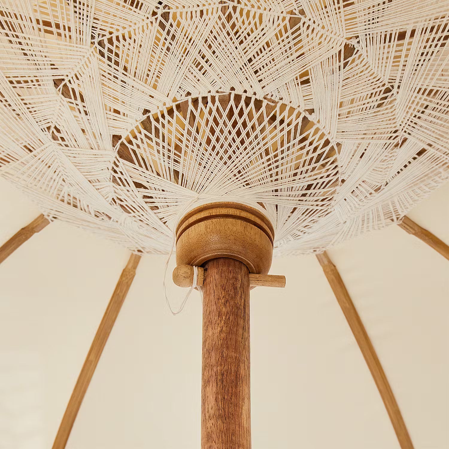 MACRAMÉ Sonnenschirm - Baumwolle / Mangoholz - Durchmesser: 120 cm