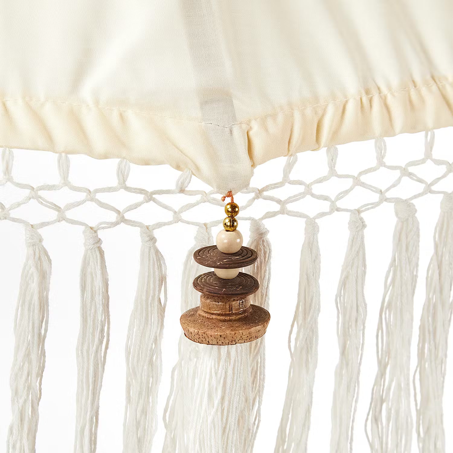 MACRAMÉ Sonnenschirm - Baumwolle / Mangoholz - Durchmesser: 120 cm