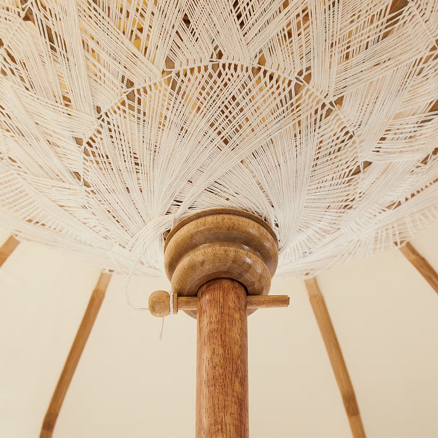 MACRAMÉ Sonnenschirm - Baumwolle / Mangoholz - Durchmesser: 180 cm