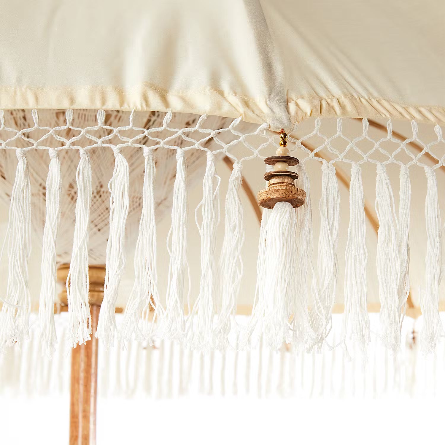 MACRAMÉ Sonnenschirm - Baumwolle / Mangoholz - Durchmesser: 180 cm