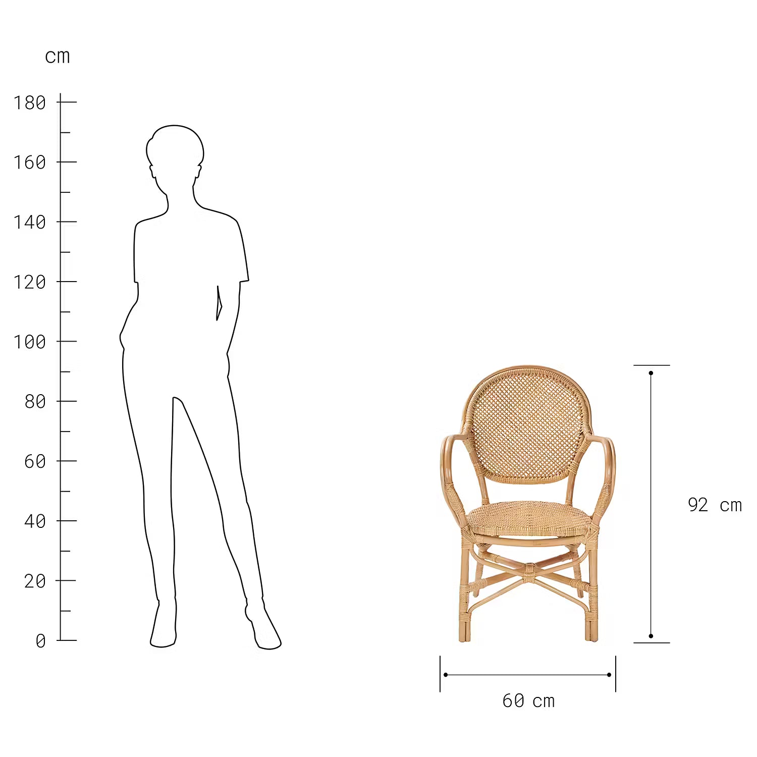 TOULOUSE Stuhl mit Armlehnen - Rattan - Natur