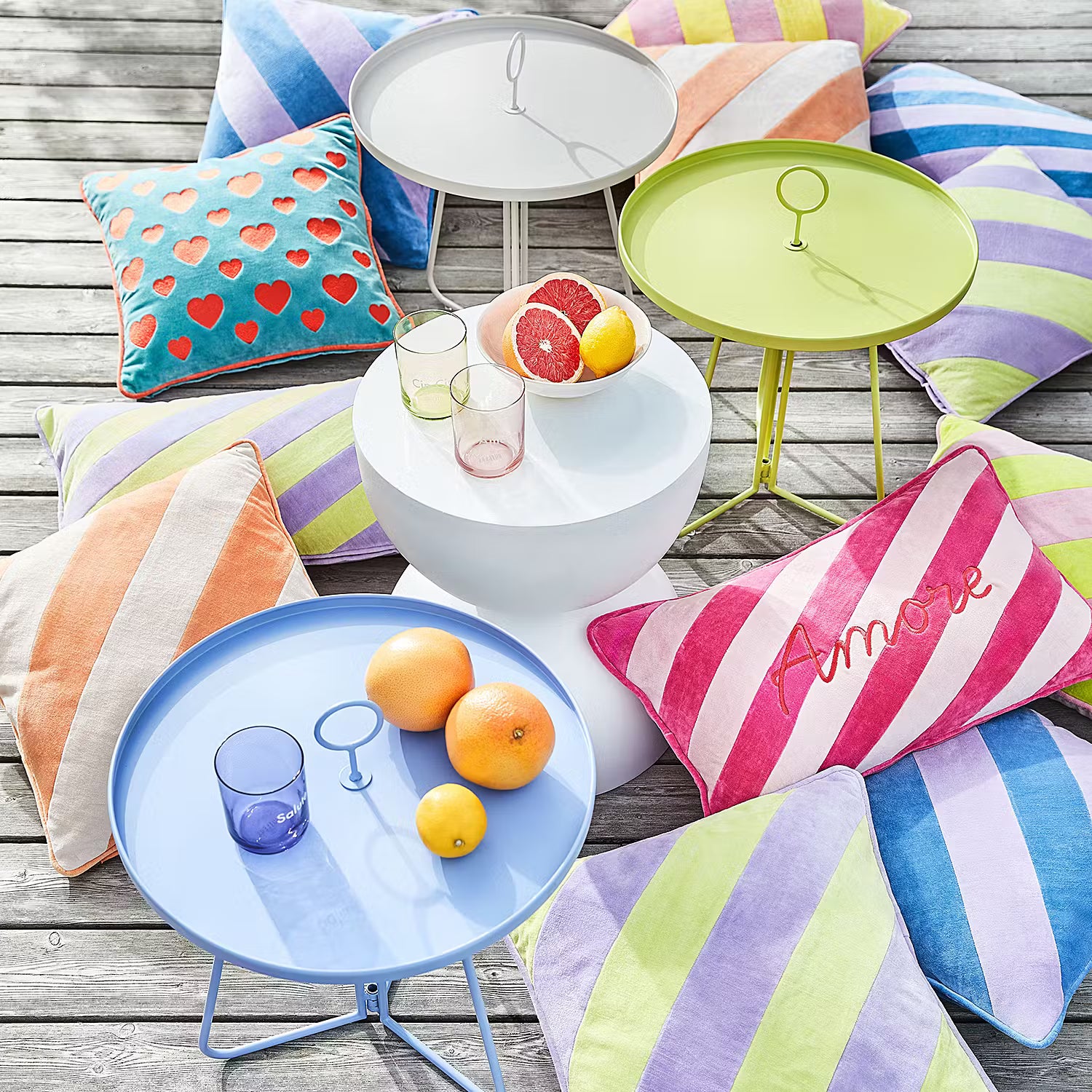 PORTER Beistelltisch mit Griff - Metall - Pastellblau