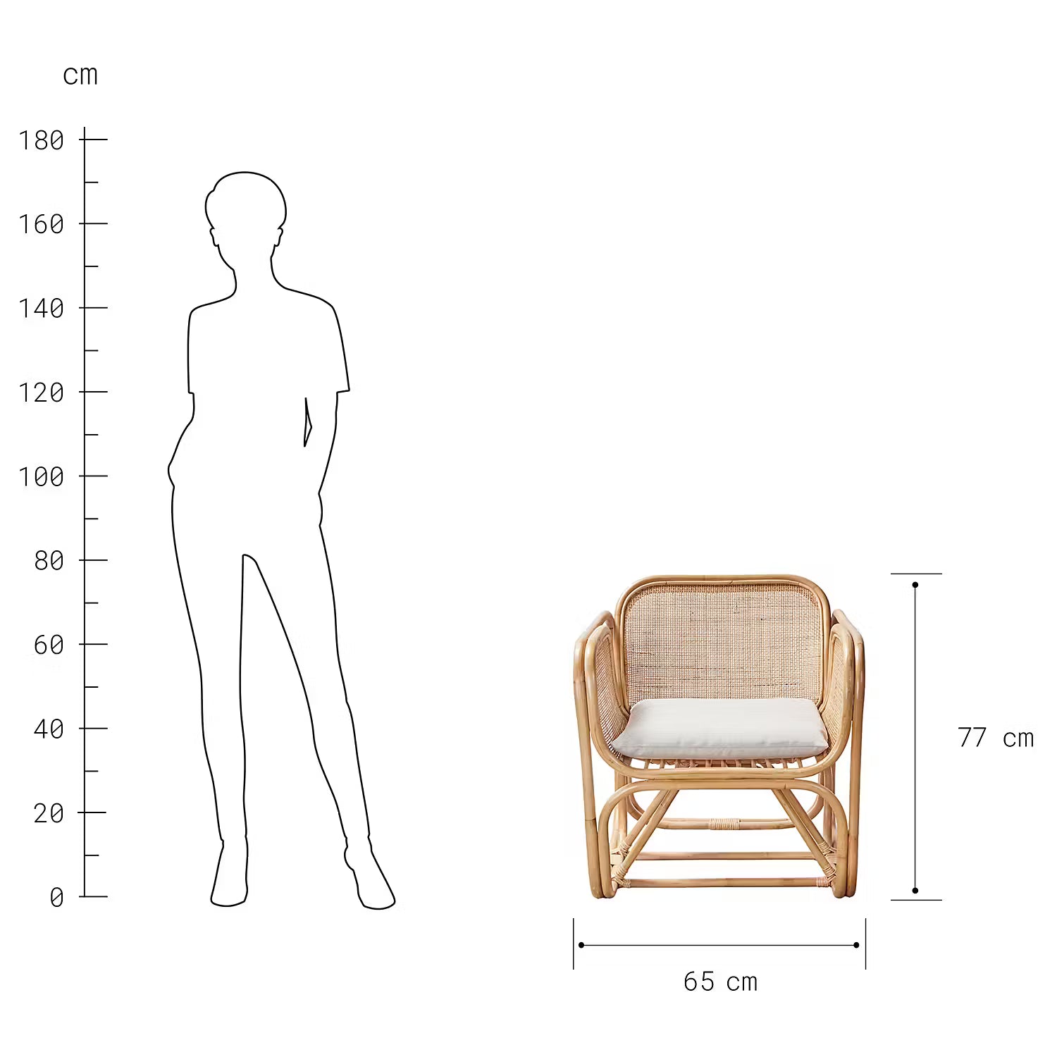 BEYOND BALI Sessel mit Sitzkissen - Rattan / Polyester - Natur