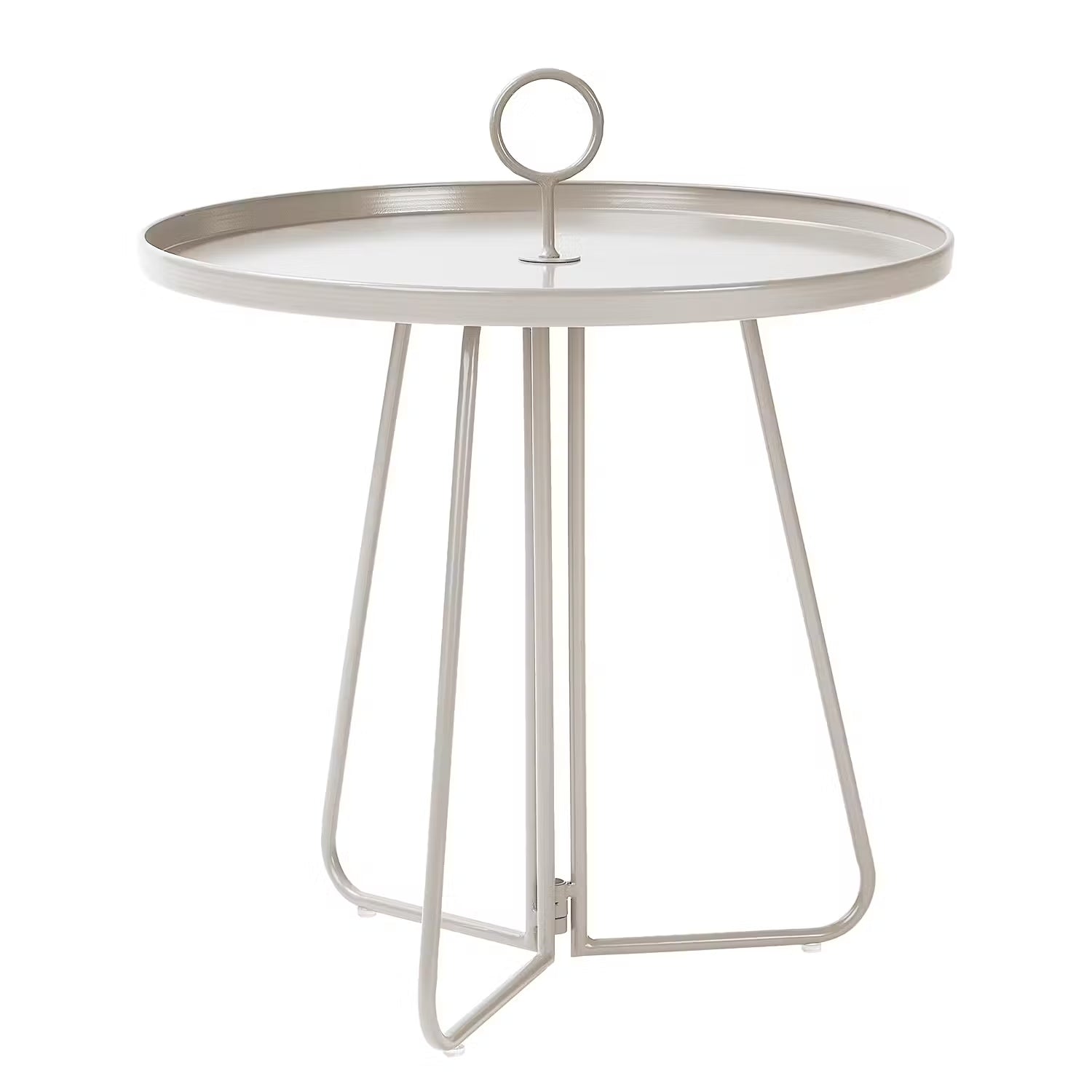 PORTER Beistelltisch mit Griff - Metall - Lichtgrau