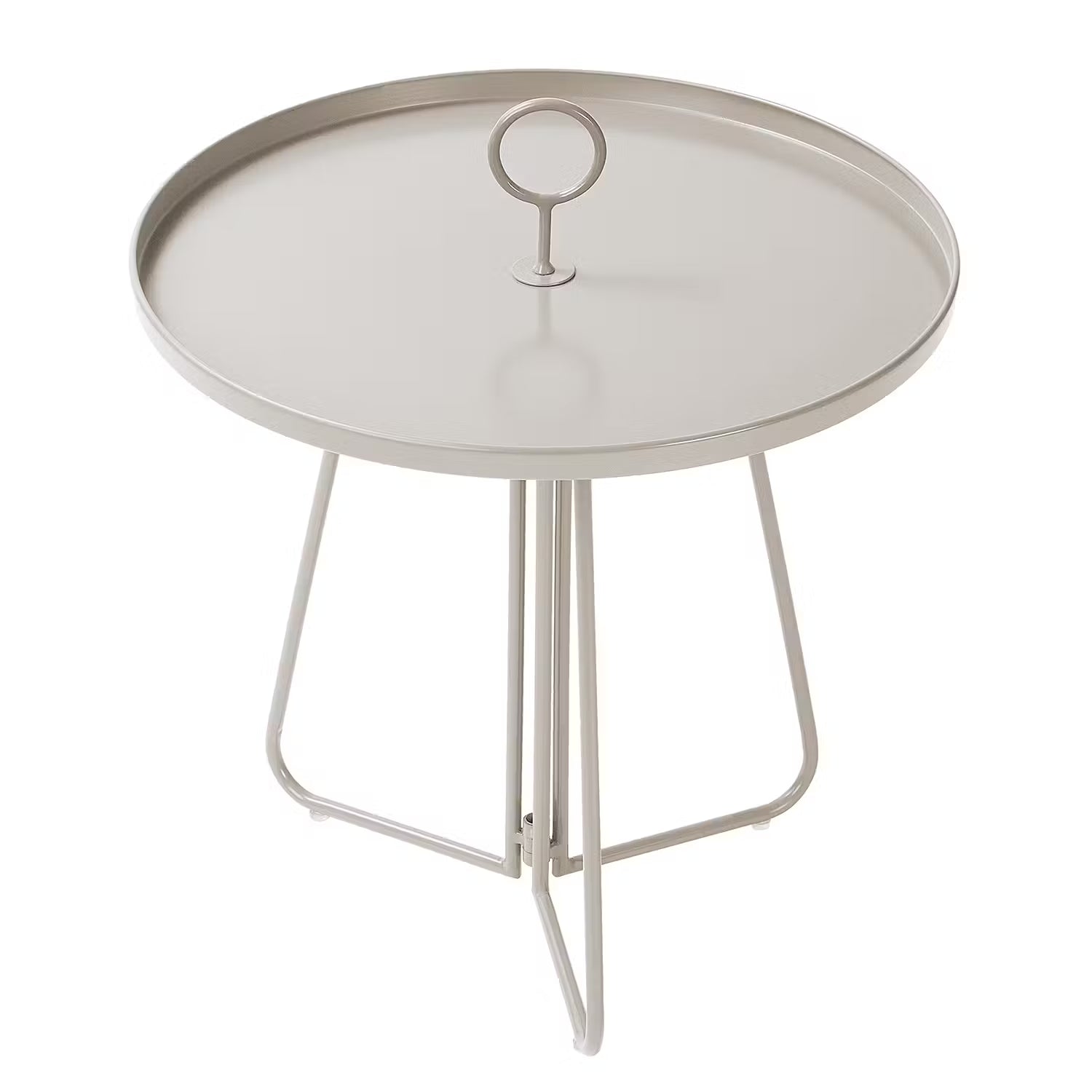 PORTER Beistelltisch mit Griff - Metall - Lichtgrau