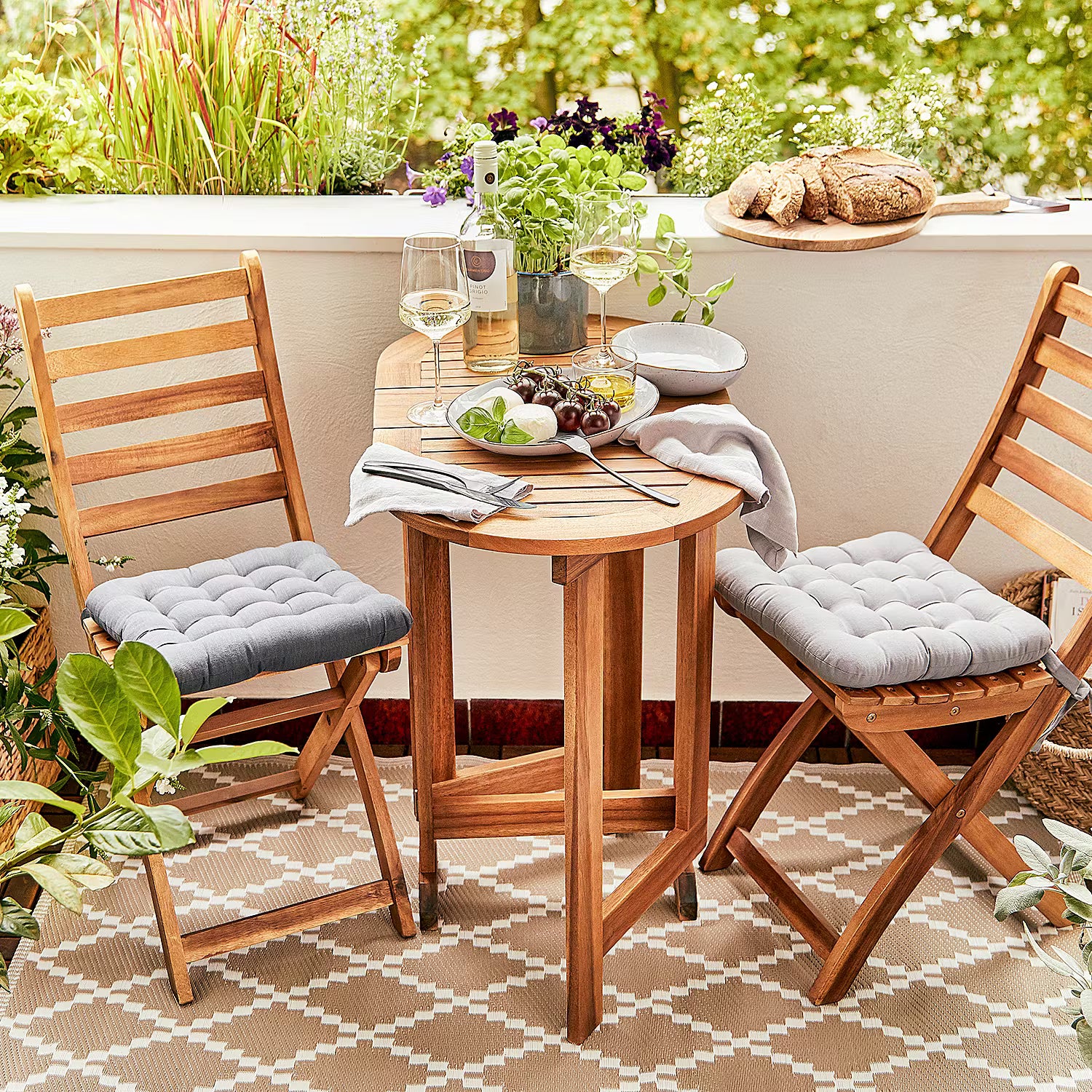 LODGE Gartenstuhl 2er-Set - FSC®-zertifiziertes Akazienholz - Braun