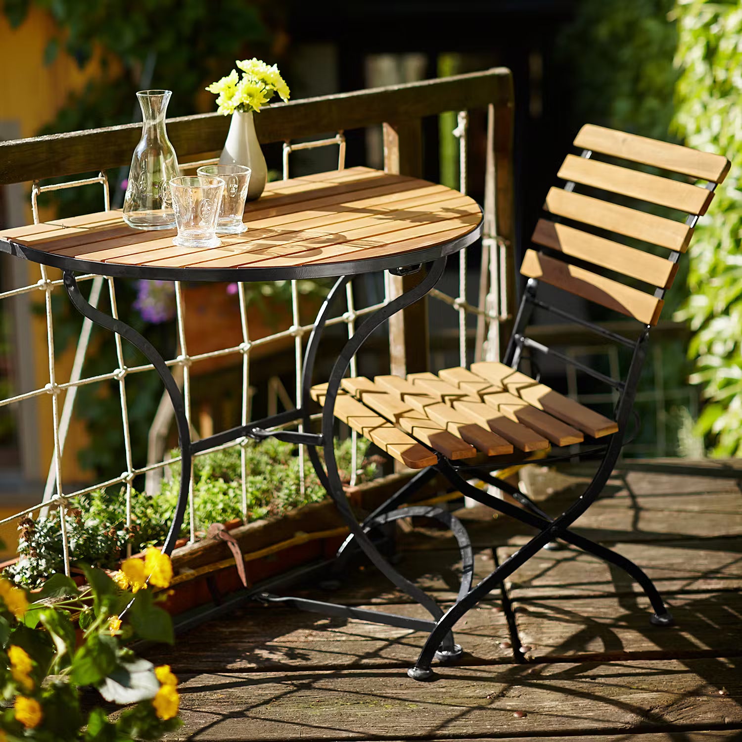PARKLIFE Gartenstuhl 2er-Set - FSC®-zertifiziertes Akazienholz / Metall - Schwarz