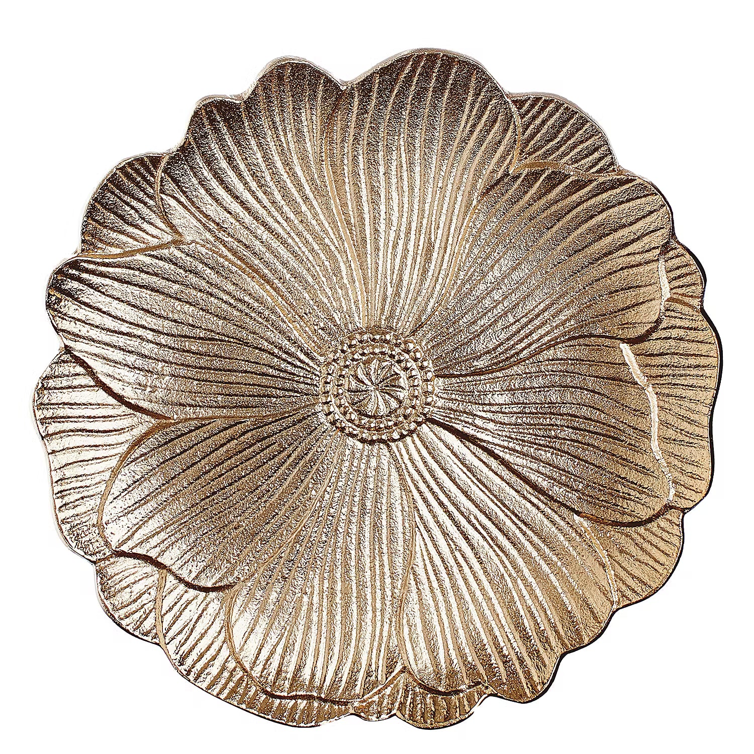 GOLDEN NATURE Deko-Teller Mohn - Aluminium - Gold