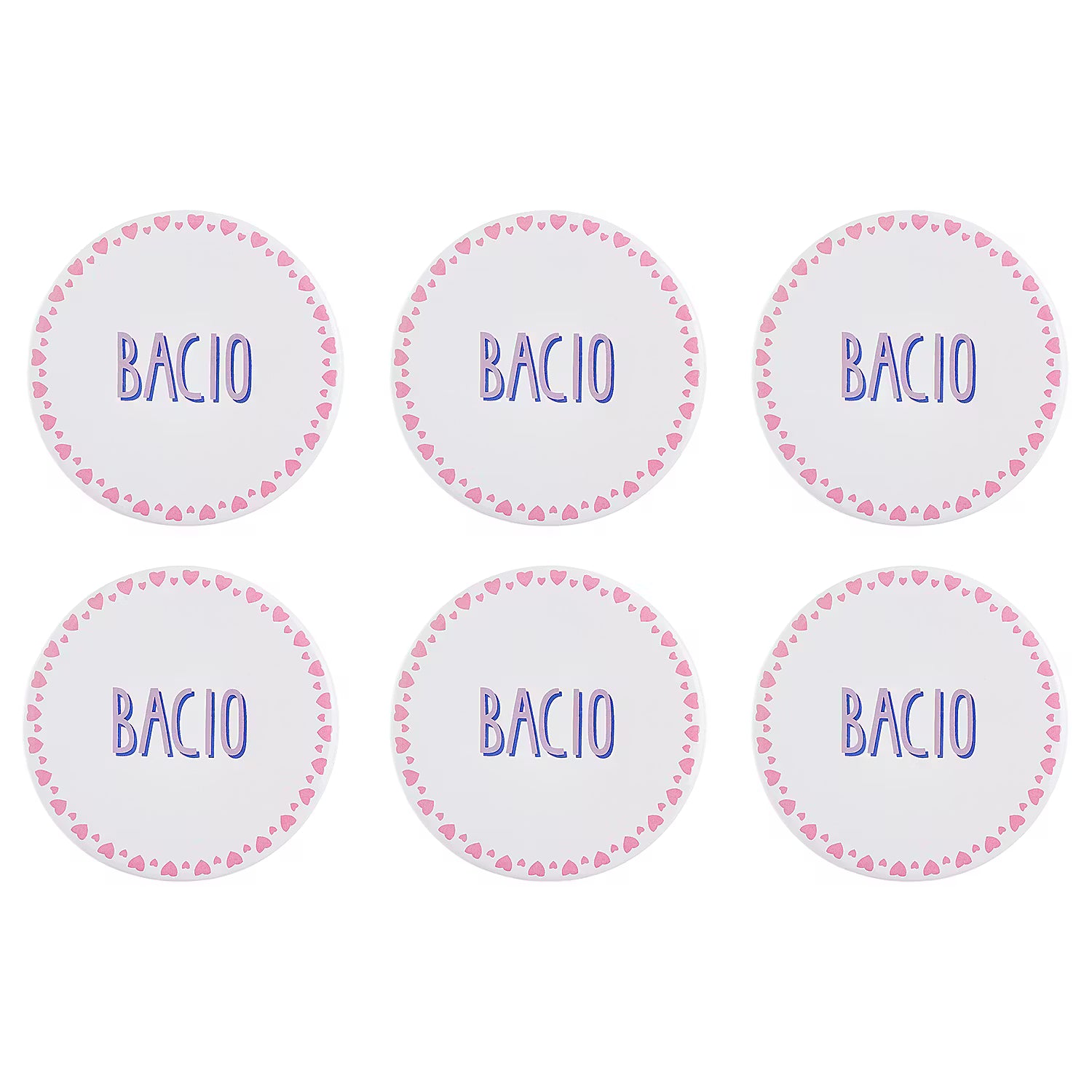 VACANZA Untersetzer Bacio 6er-Set - Porzellan / Kork - Bunt
