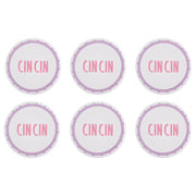 VACANZA Untersetzer Cin Cin 6er-Set - Porzellan / Kork - Bunt