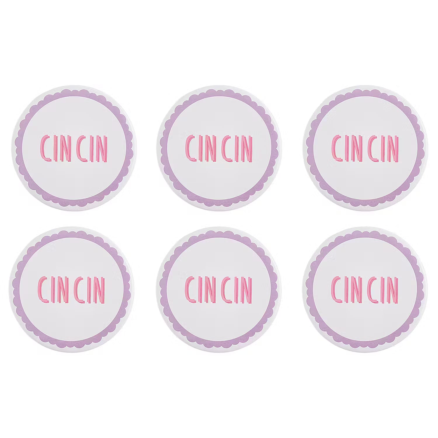 VACANZA Untersetzer Cin Cin 6er-Set - Porzellan / Kork - Bunt