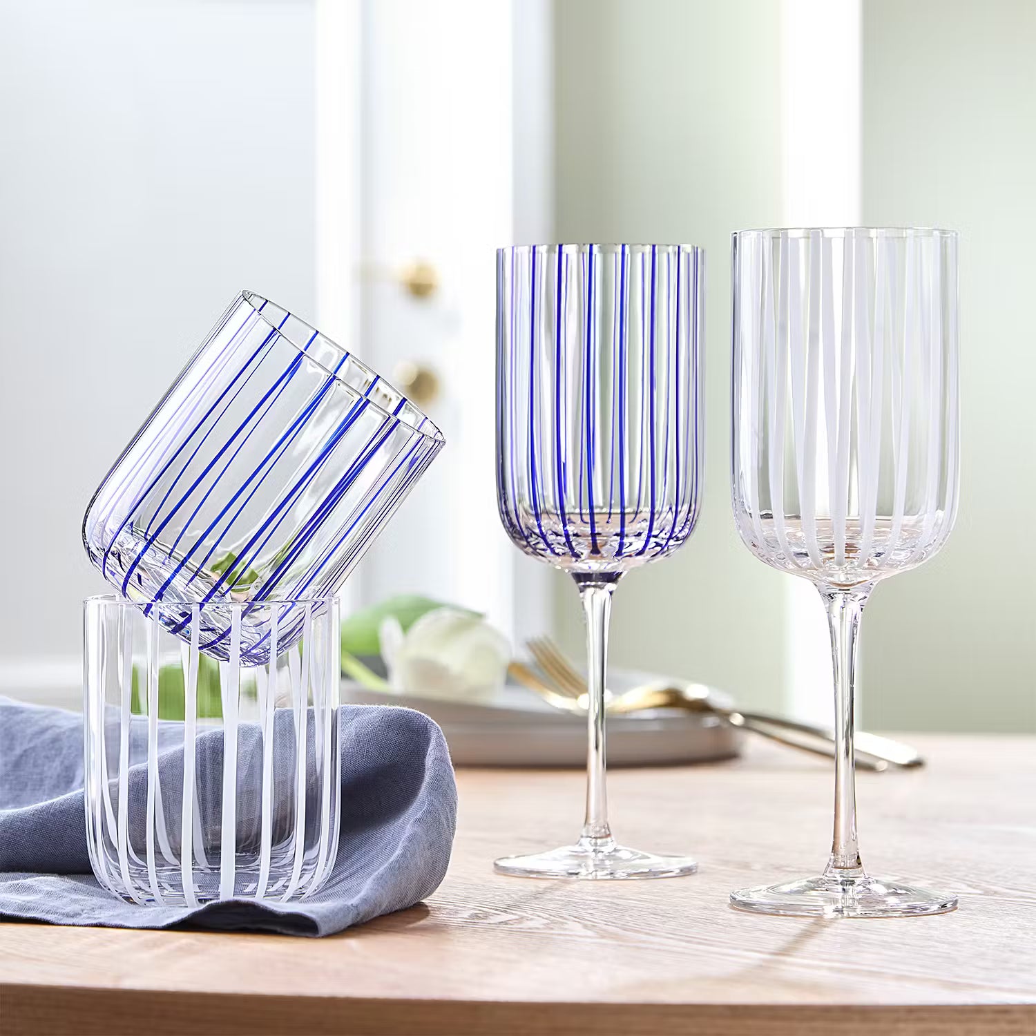 CHEERFUL Weinglas-Set 4er-Set - Glas - Blau