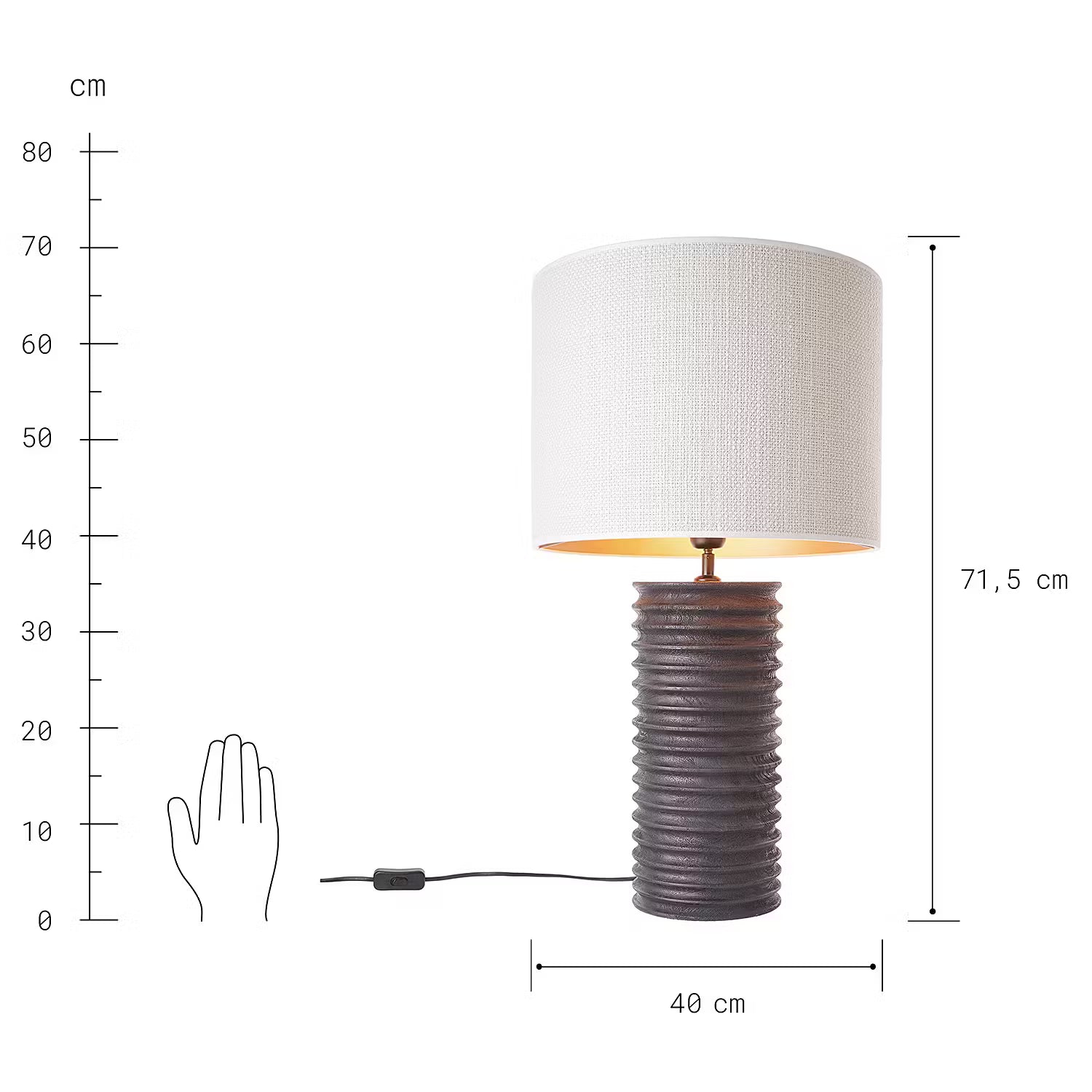GROOVED Tischleuchte - Mangoholz / Polyethylen / Polyacryl / Eisen - 1-flammig