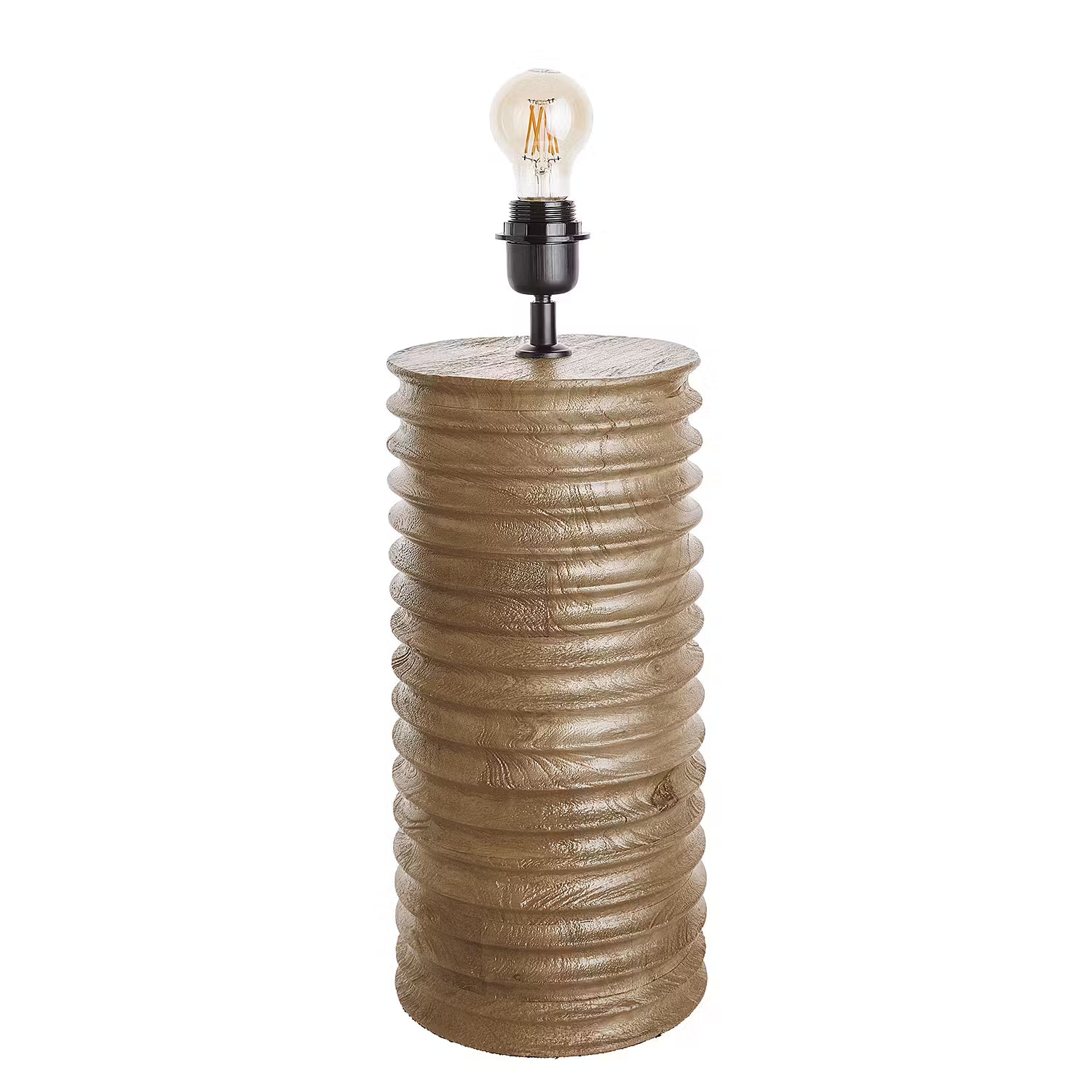 GROOVED Tischleuchte - Mangoholz / Leinen / Viskose / Eisen - 1-flammig