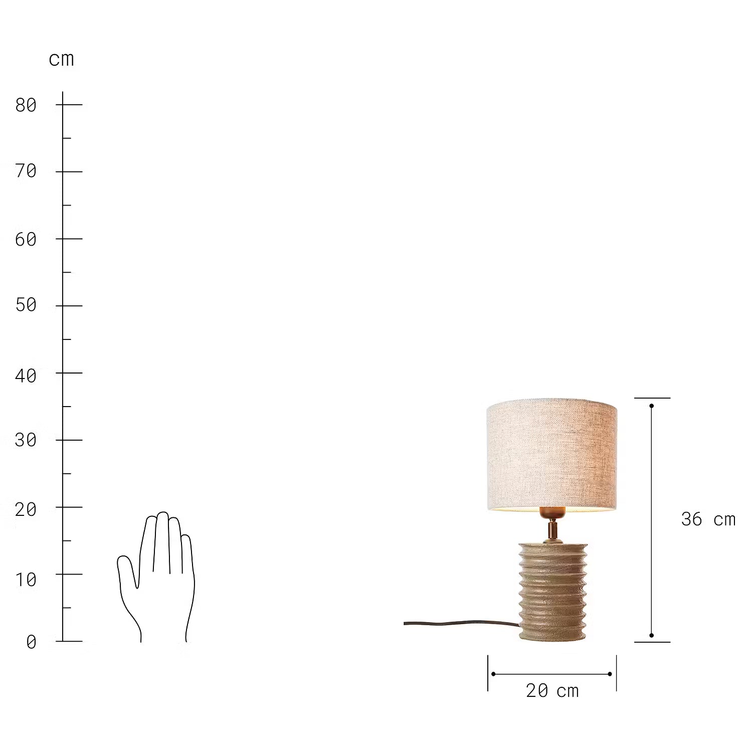 GROOVED Tischleuchte - Mangoholz / Leinen / Viskose / Eisen - 1-flammig