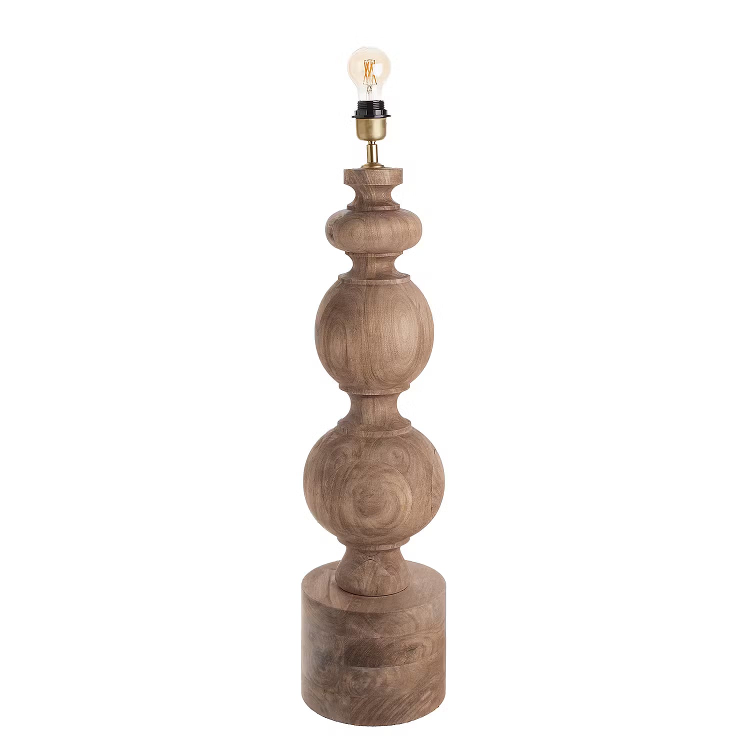 ÉCHECS Tischleuchte - Mangoholz / Leinen / Viskose / Eisen - 1-flammig