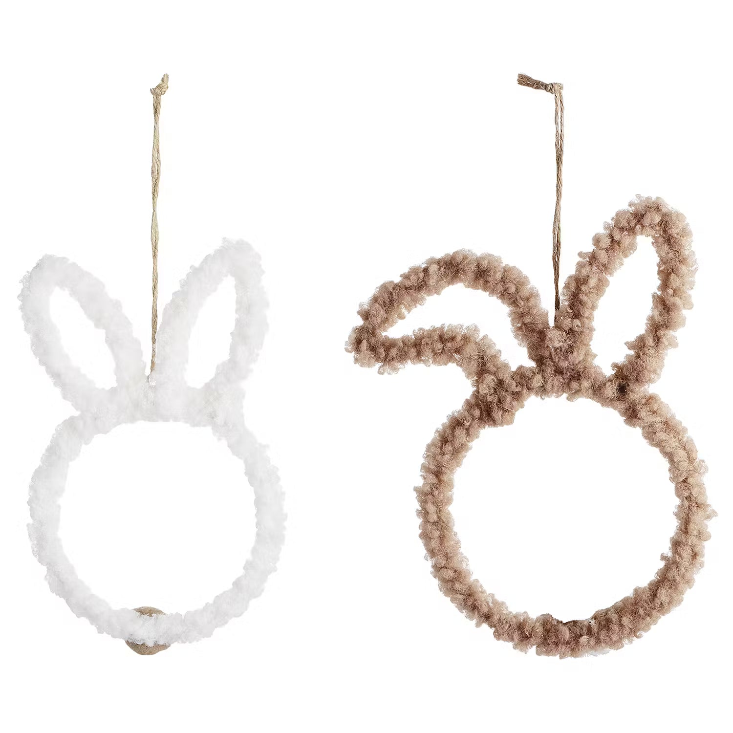 EASTER Dekohasen-Set 2-tlg. - Polyester / Eisen - Weiß / Hellbraun