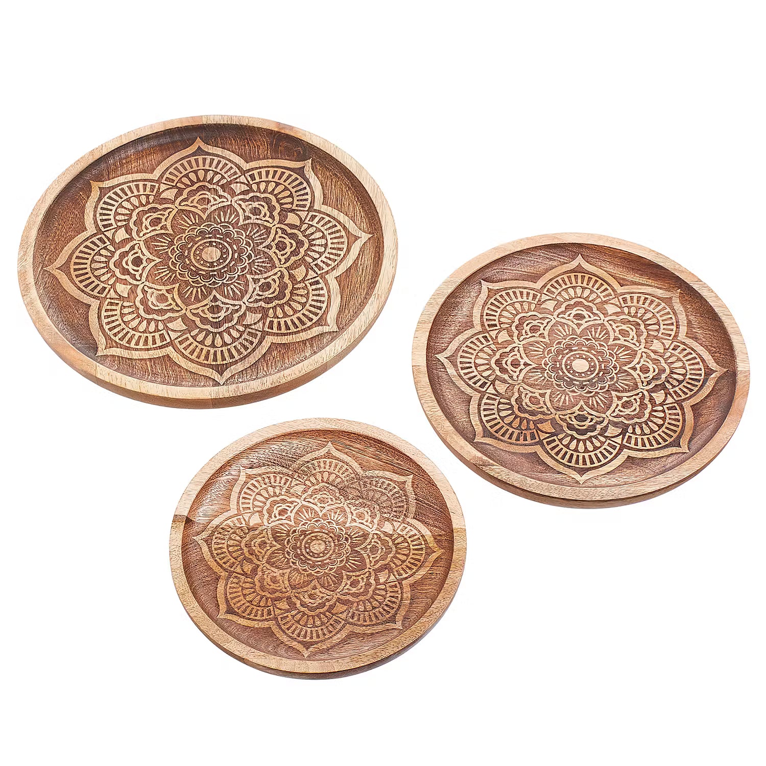 MEHENDI Deko-Teller - Mangoholz - Durchmesser: 25 cm