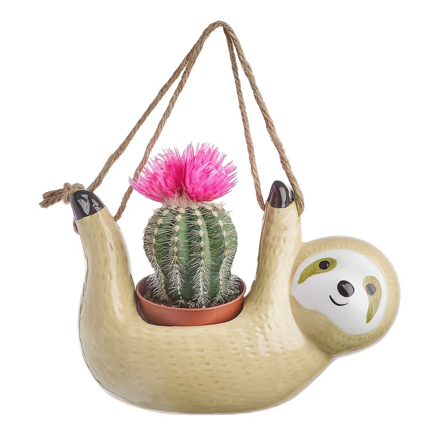 HANG LOOSE Hänge-Blumentopf Faultier - Steinzeug - Hellbraun