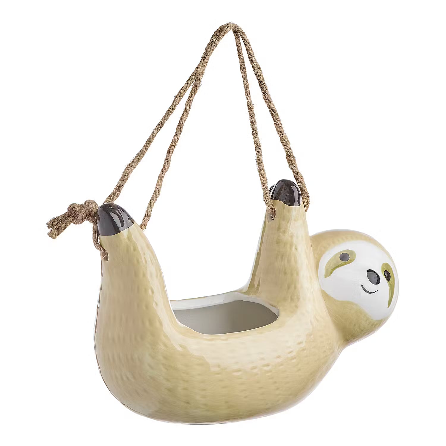 HANG LOOSE Hänge-Blumentopf Faultier - Steinzeug - Hellbraun
