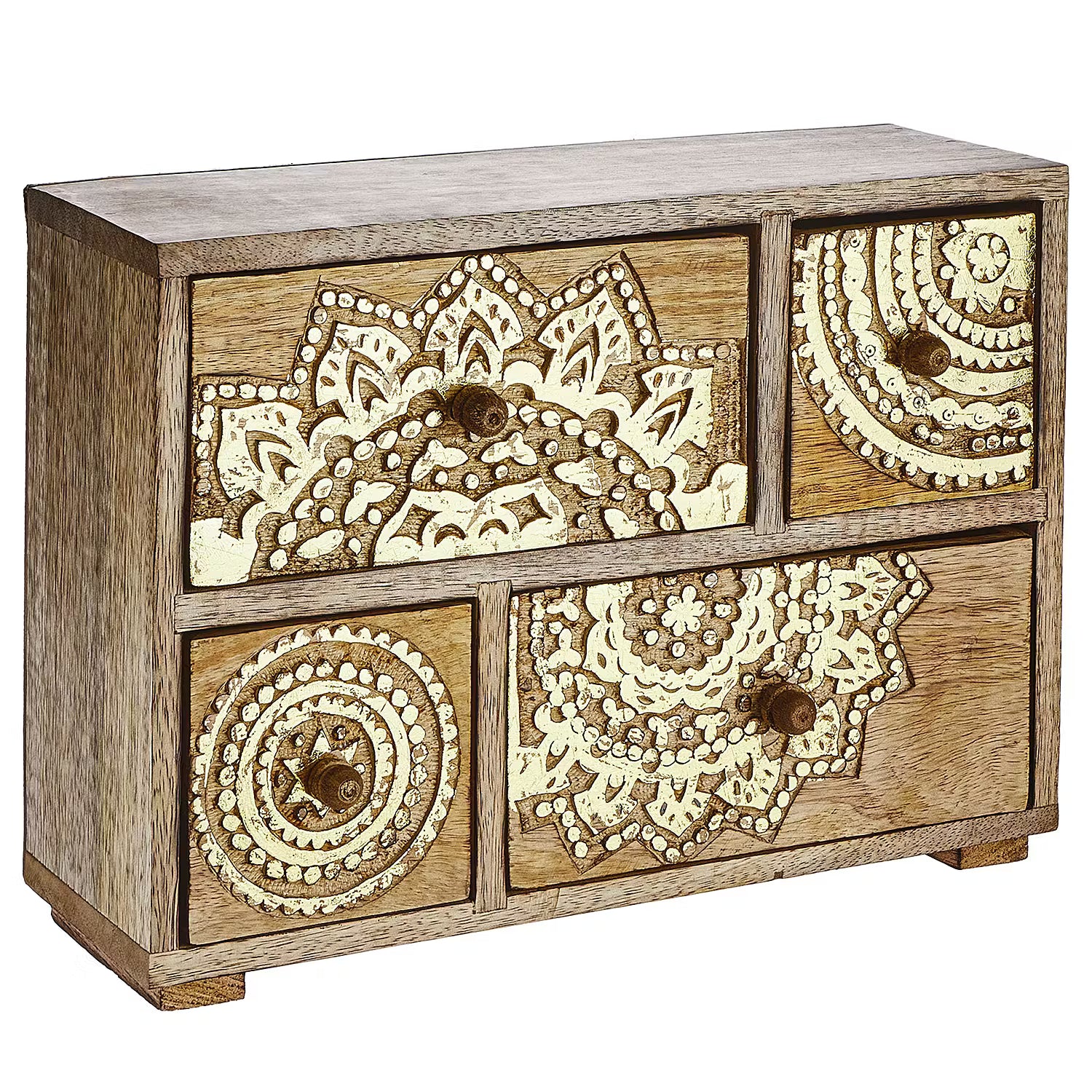 BALI Deko-Schrank - Mangoholz - Braun/Gold