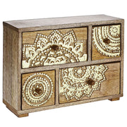 BALI Deko-Schrank - Mangoholz - Braun/Gold