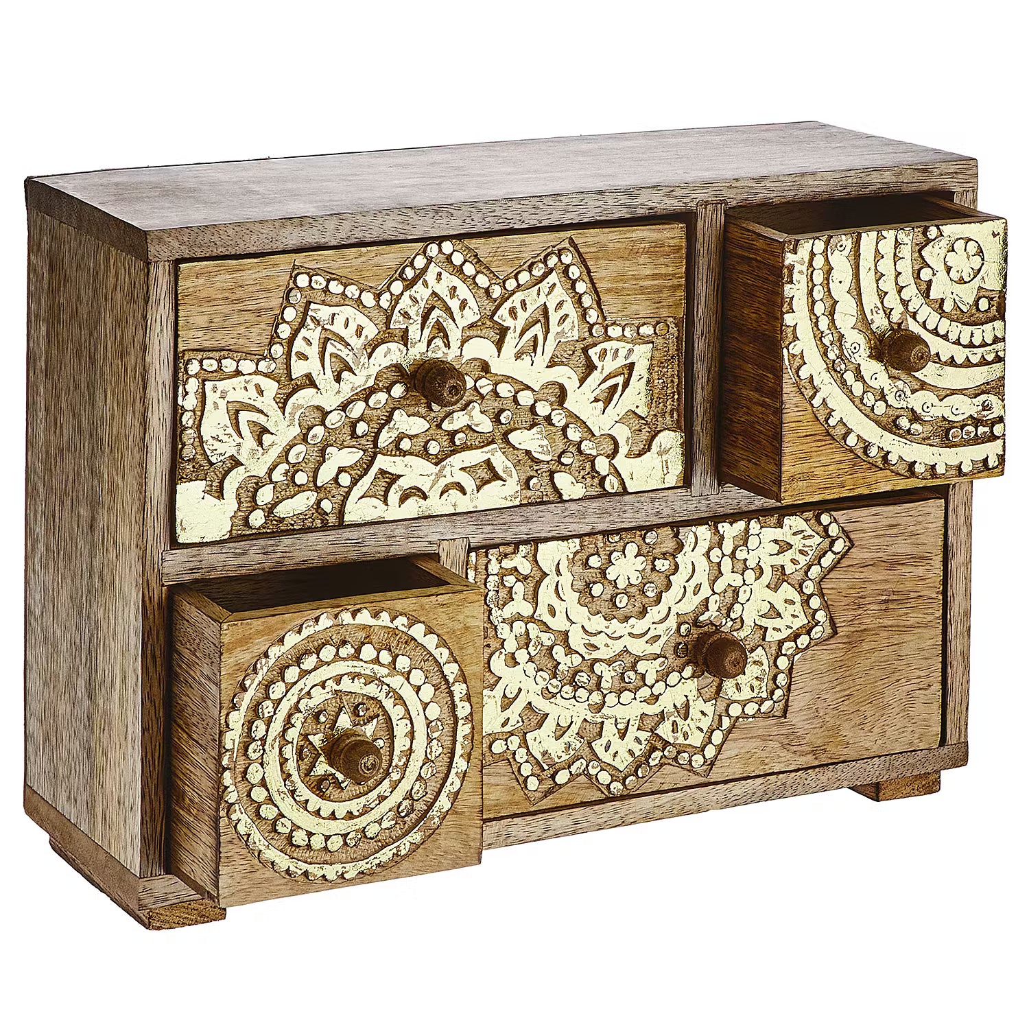 BALI Deko-Schrank - Mangoholz - Braun/Gold