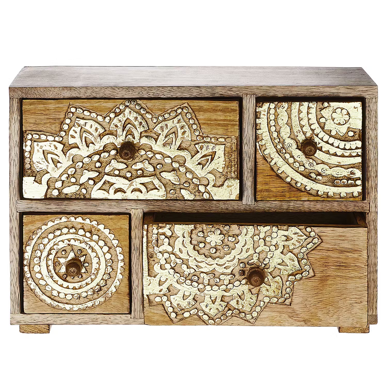 BALI Deko-Schrank - Mangoholz - Braun/Gold