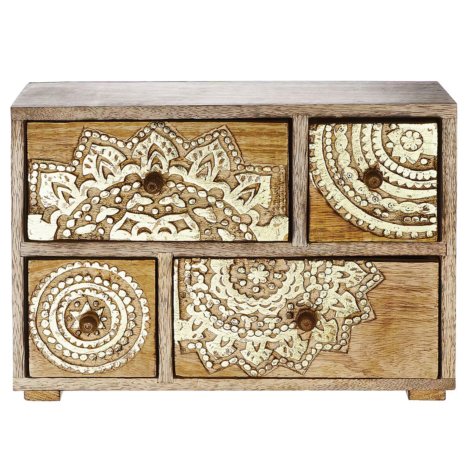 BALI Deko-Schrank - Mangoholz - Braun/Gold