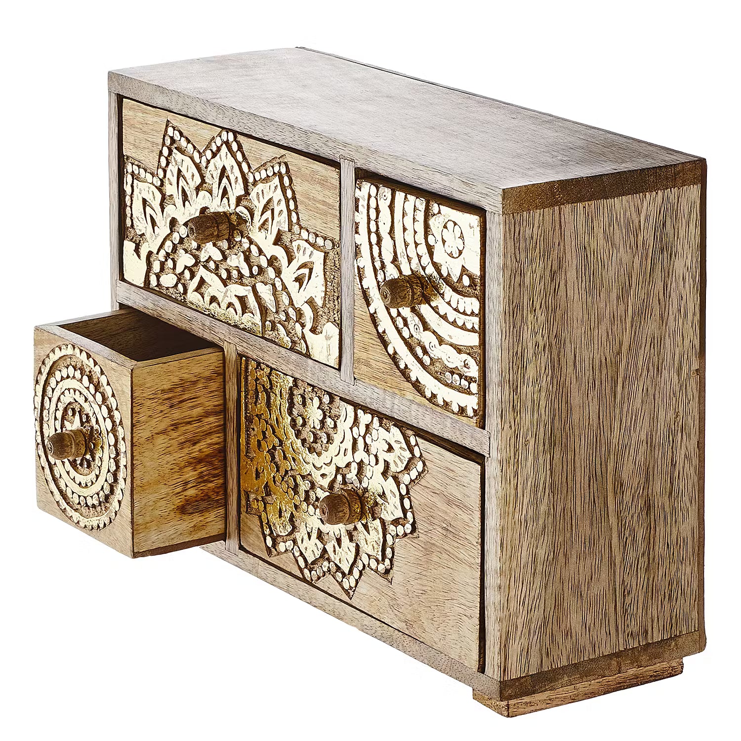BALI Deko-Schrank - Mangoholz - Braun/Gold