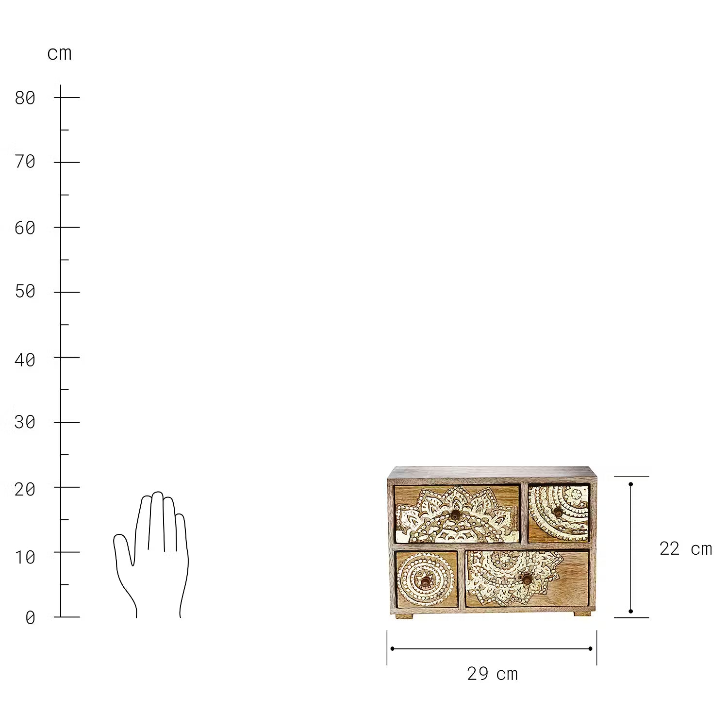 BALI Deko-Schrank - Mangoholz - Braun/Gold