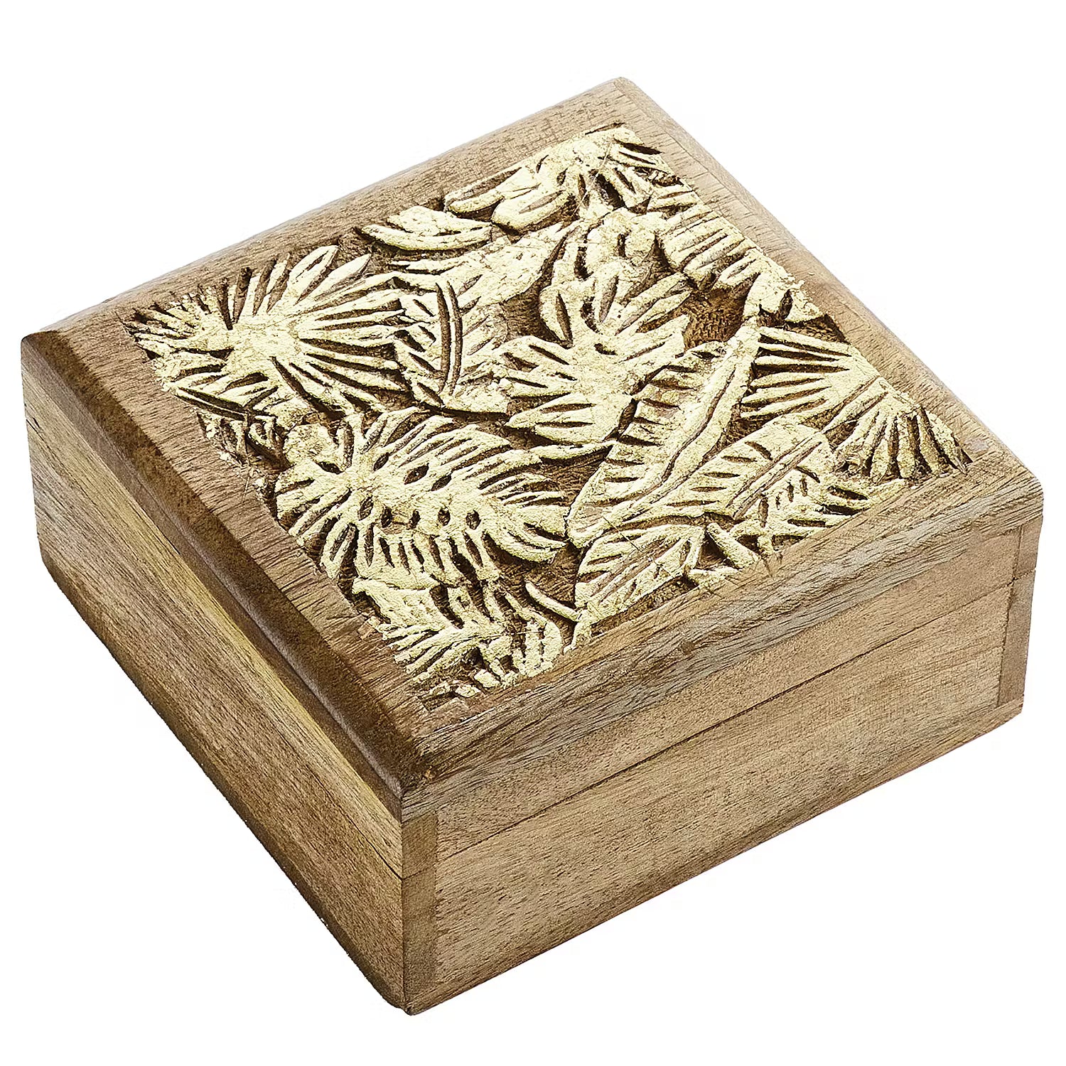 GOLDEN JUNGLE Truhe - Mangoholz - 14 x 14 cm