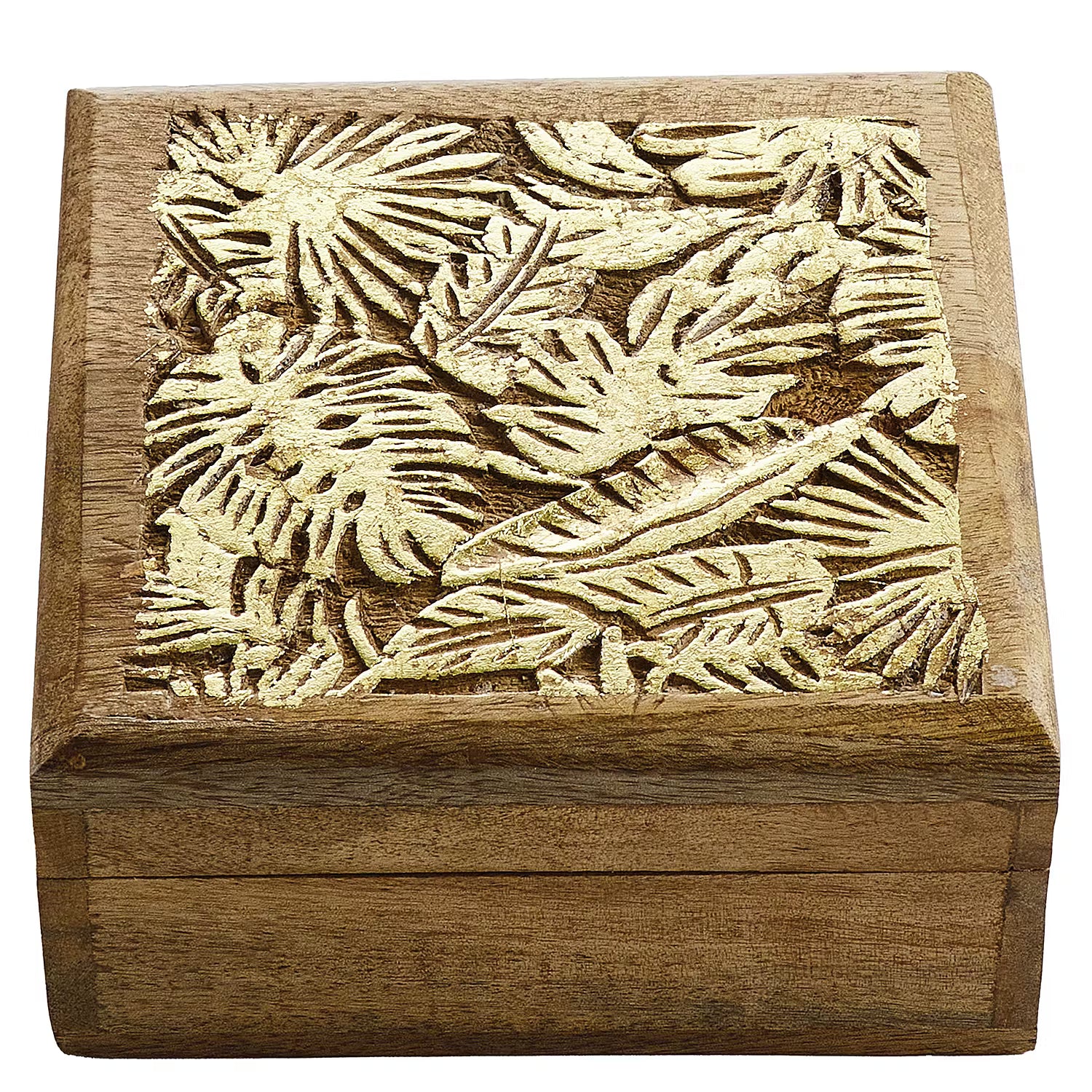 GOLDEN JUNGLE Truhe - Mangoholz - 14 x 14 cm
