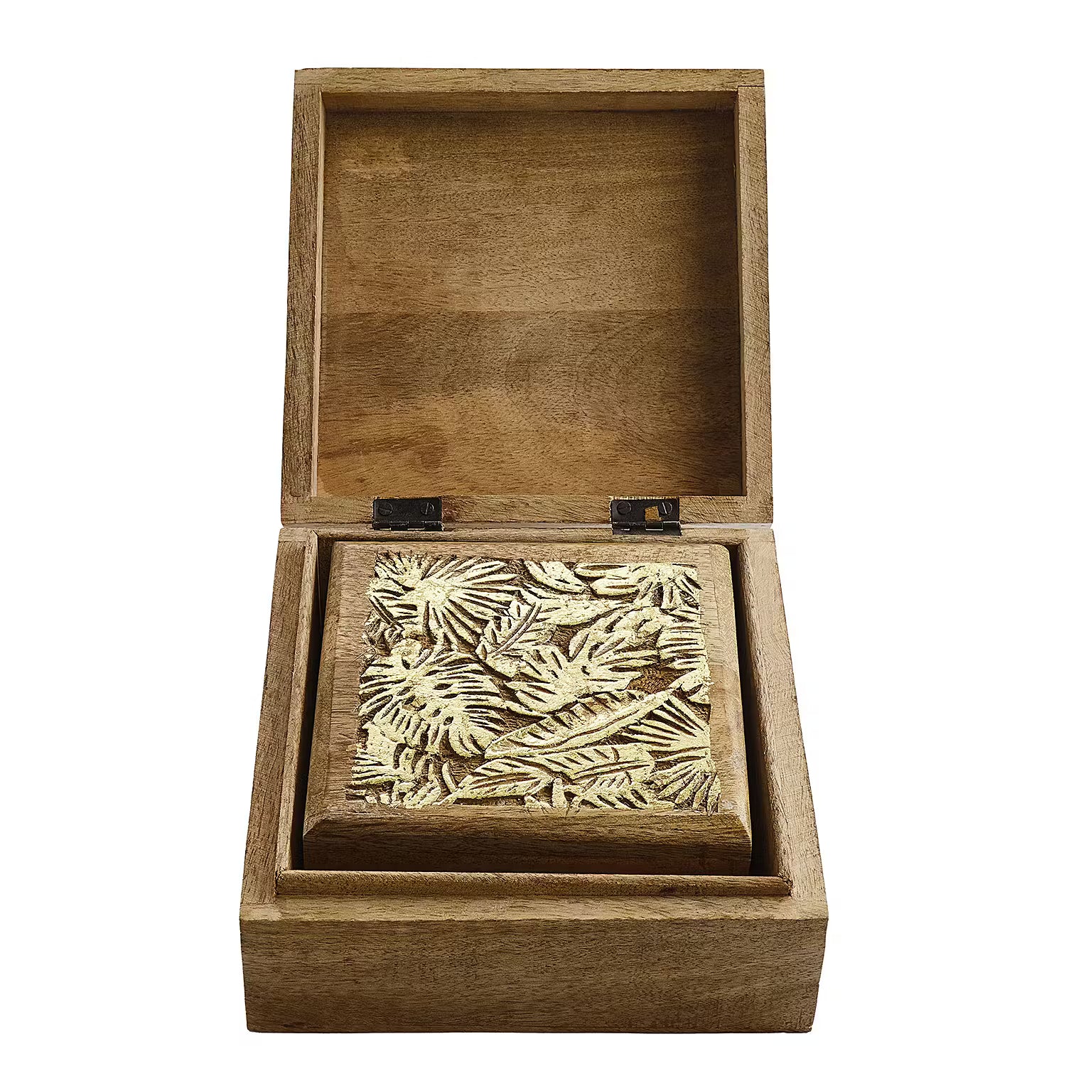 GOLDEN JUNGLE Truhe - Mangoholz - 14 x 14 cm