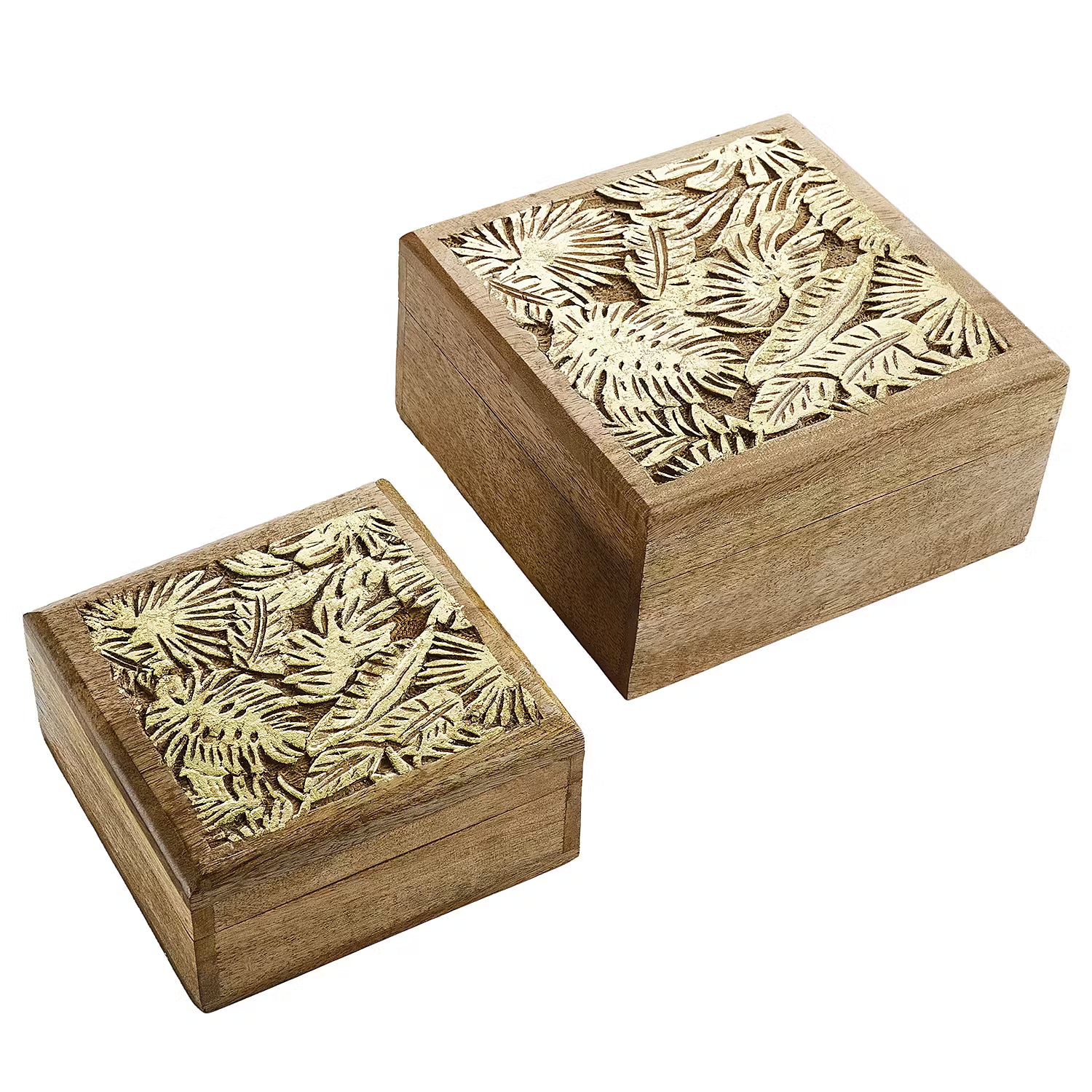 GOLDEN JUNGLE Truhe - Mangoholz - 14 x 14 cm