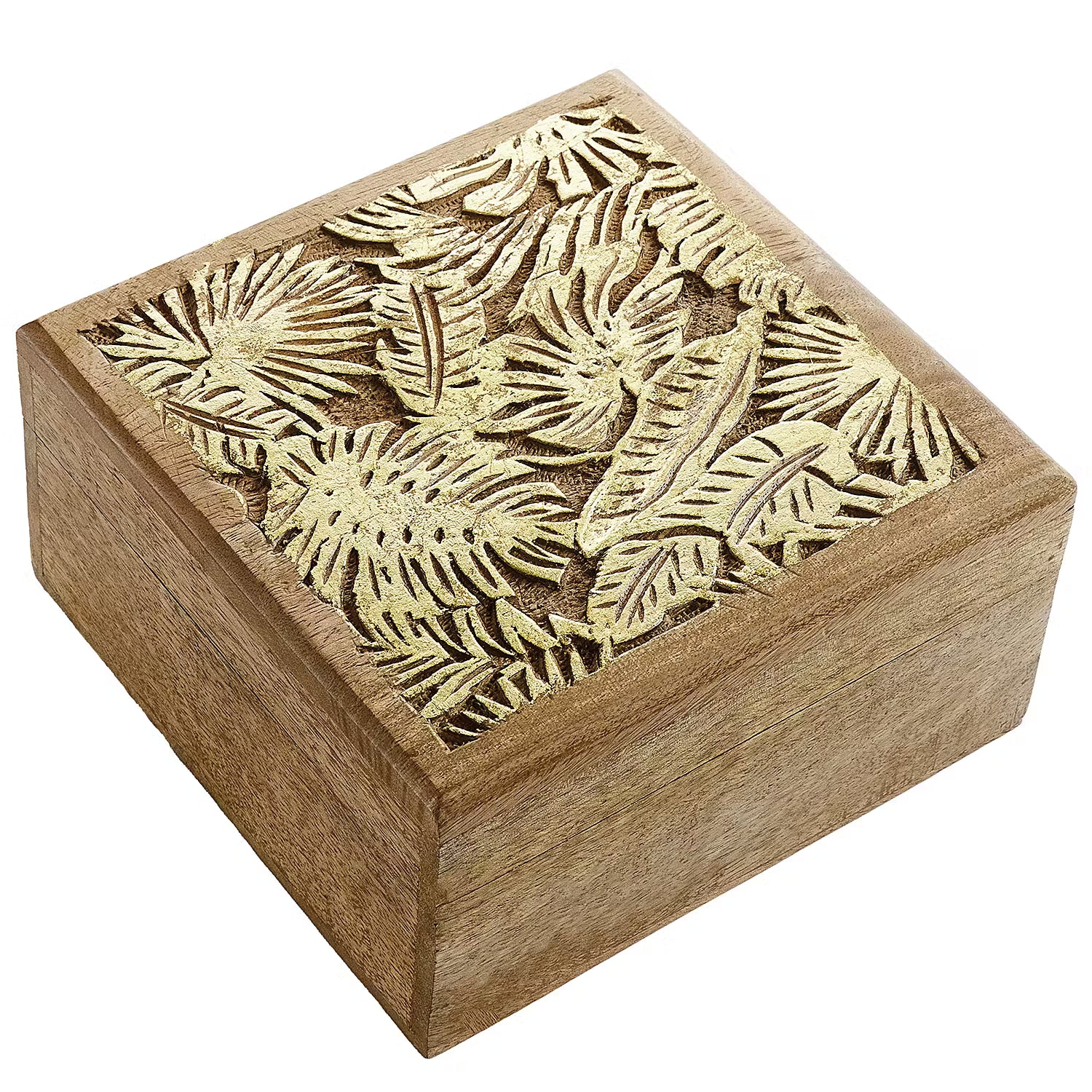 GOLDEN JUNGLE Truhe - Mangoholz - 17 x 17 cm
