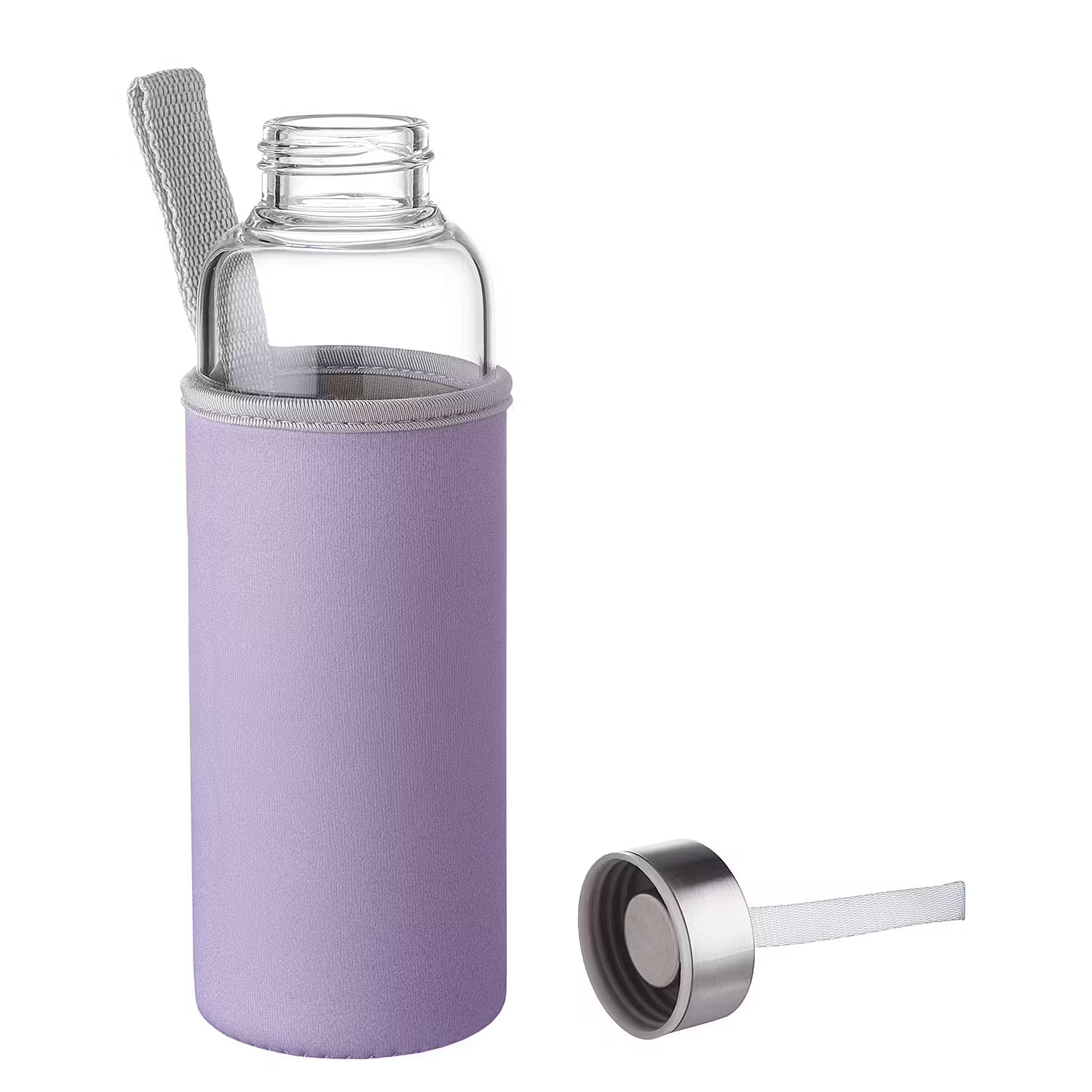 SMOOTHIE Trinkflasche mit Tasche - Borosilikatglas / Chloropren-Kautschuk - Violett