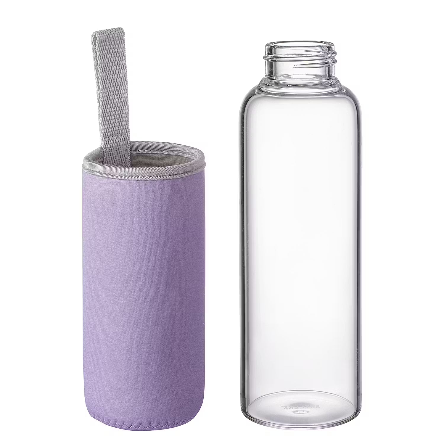 SMOOTHIE Trinkflasche mit Tasche - Borosilikatglas / Chloropren-Kautschuk - Violett