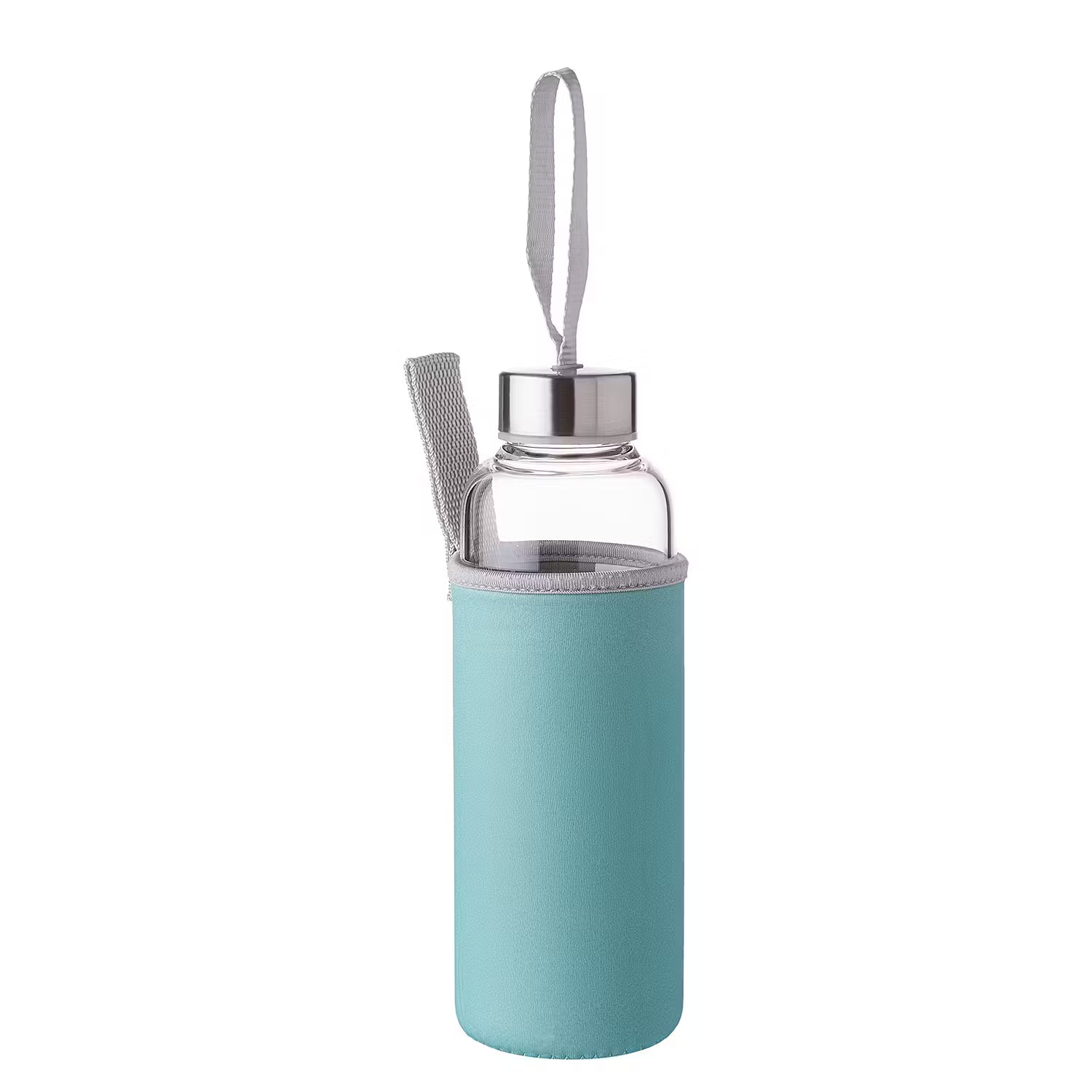 SMOOTHIE Trinkflasche mit Tasche - Borosilikatglas / Chloropren-Kautschuk - Türkis