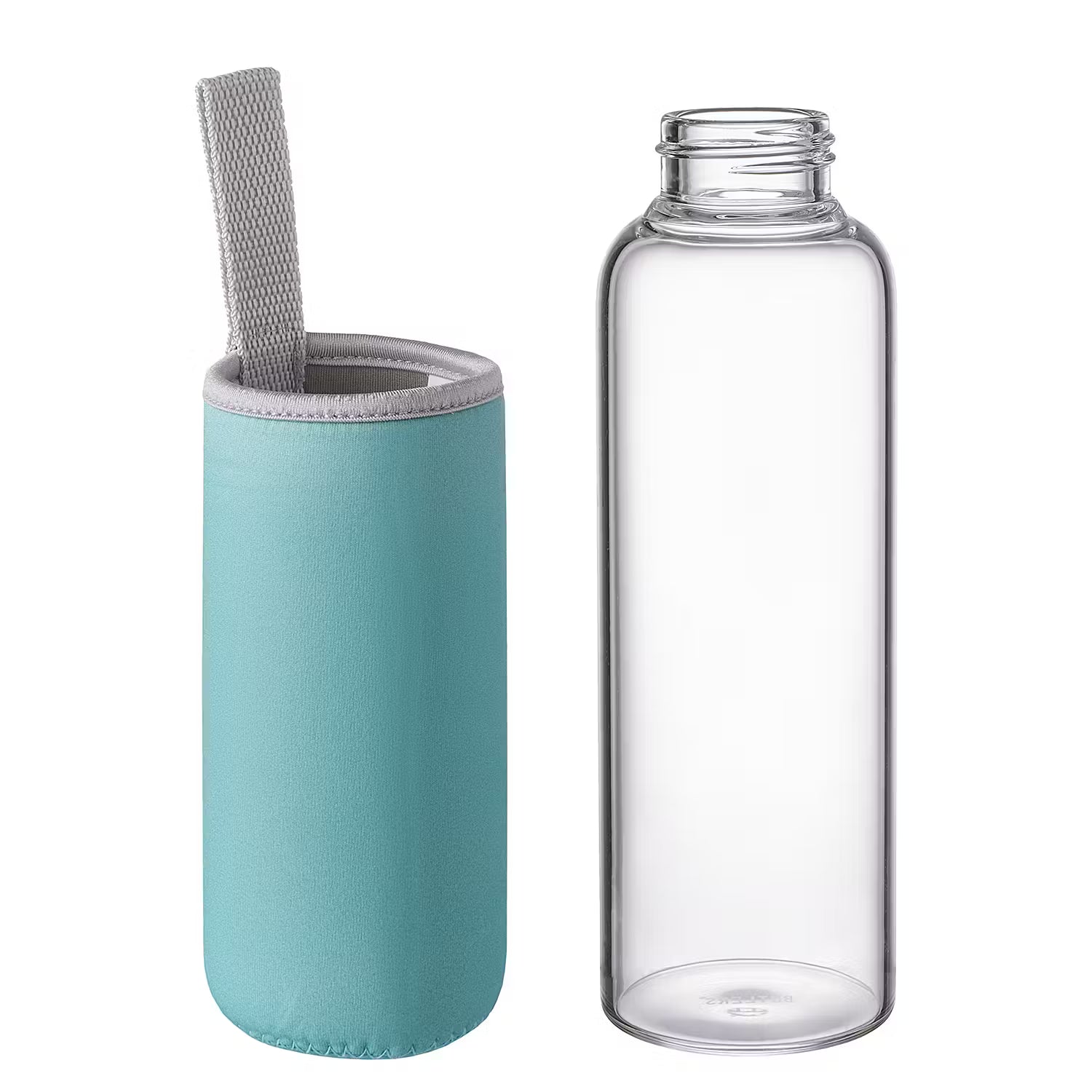 SMOOTHIE Trinkflasche mit Tasche - Borosilikatglas / Chloropren-Kautschuk - Türkis